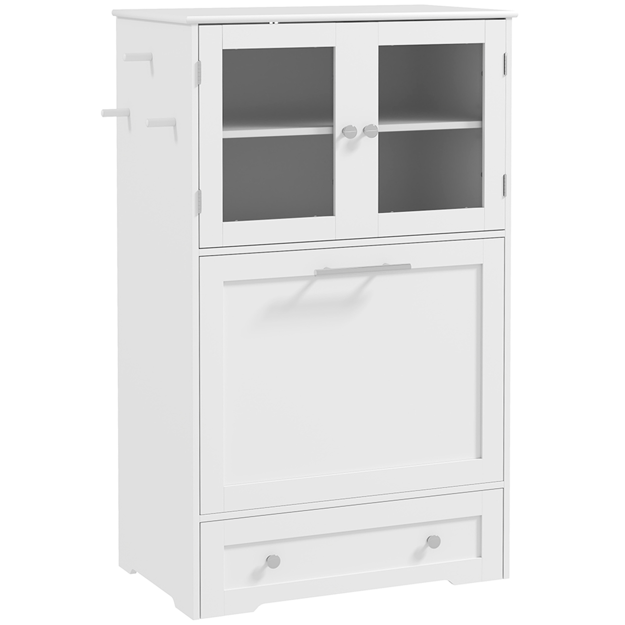 VALON Dog Feeding Station Cabinet and Elevated Bowls - White - Life Essentials