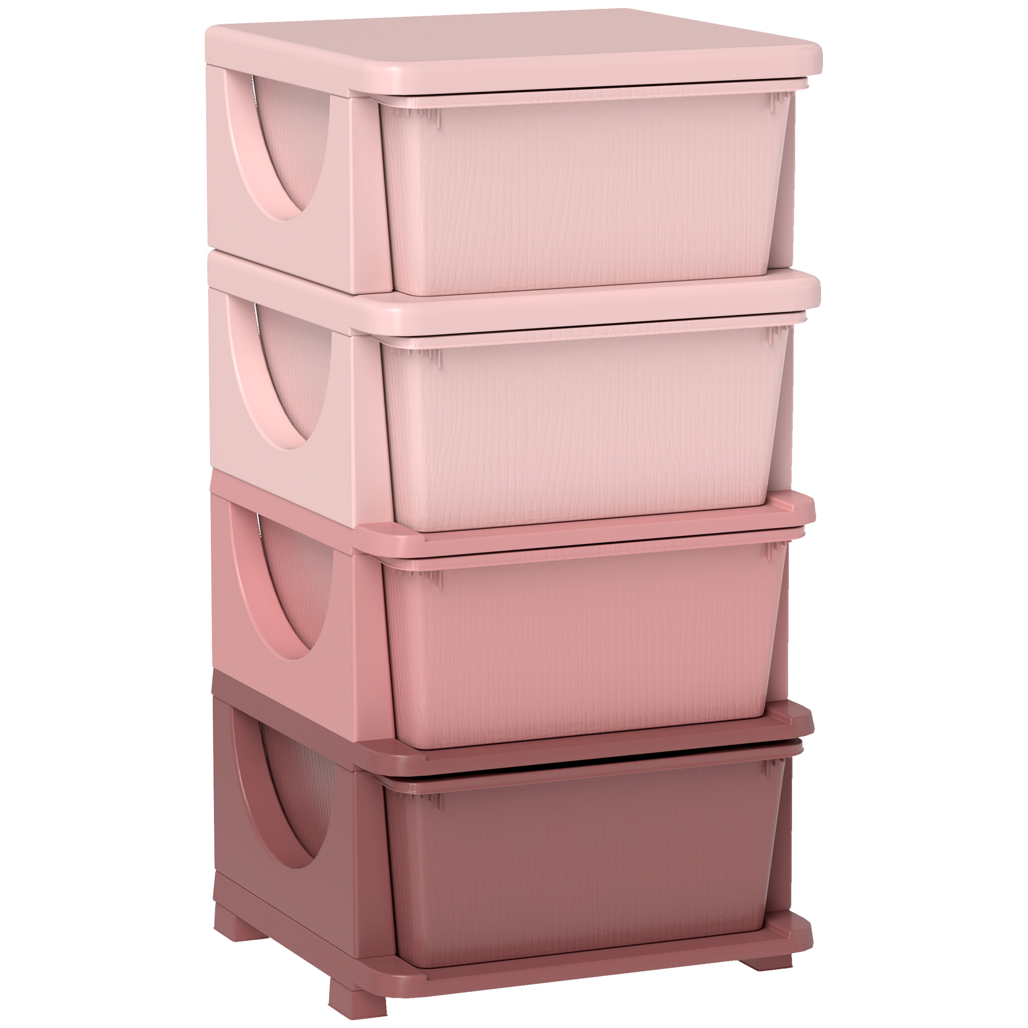ALBERN Four Tier Kids Storage Boxes with 4 Drawers - Pink