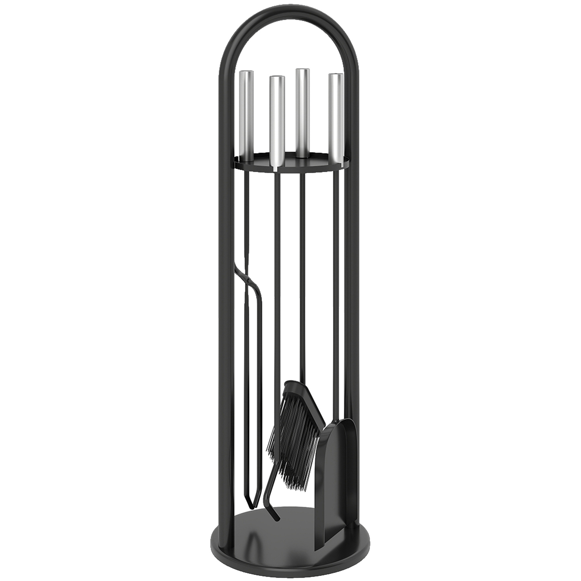 MELVIK 5 Pieces Fireplace Tools Set Metal Fireside Companion Set - Silver - Life Essentials