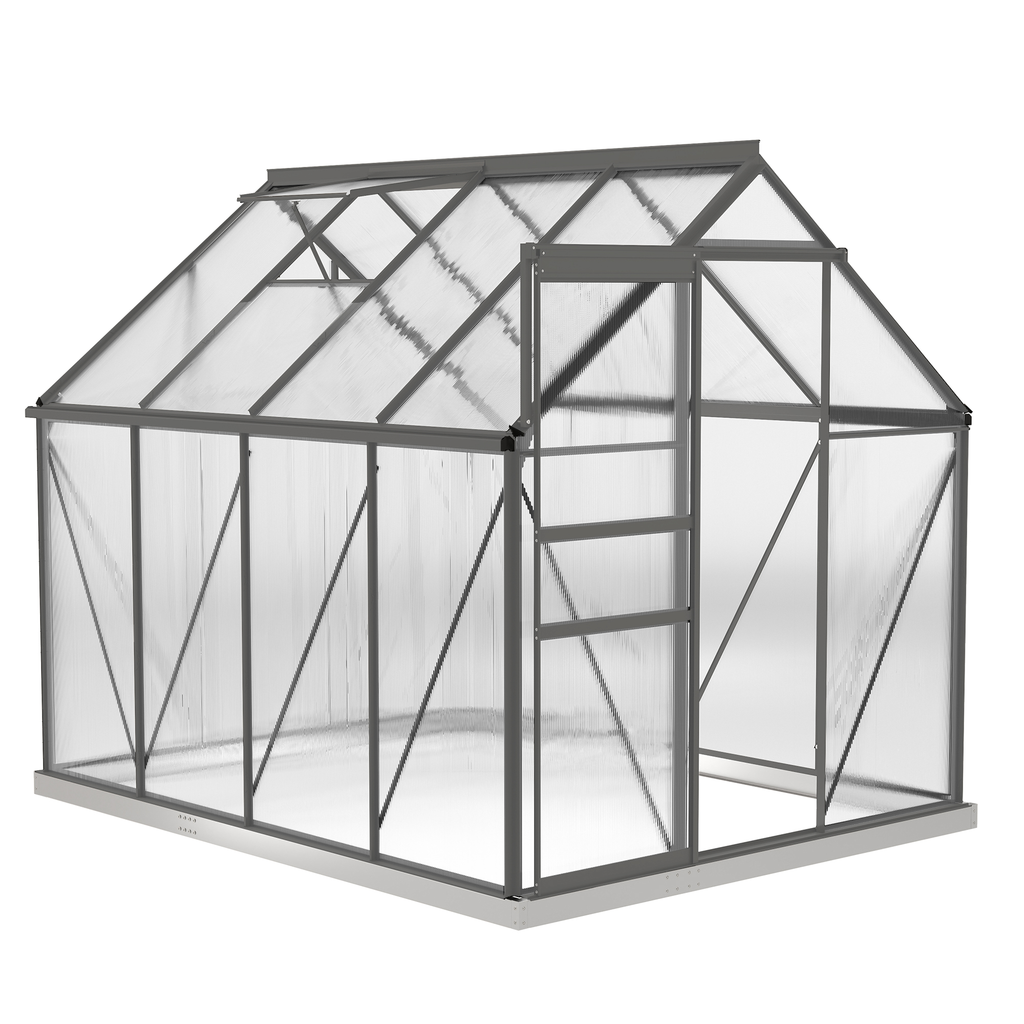 NORVIA Walk-In Polycarbonate Greenhouse 190x253cm - Dark Grey - Life Essentials