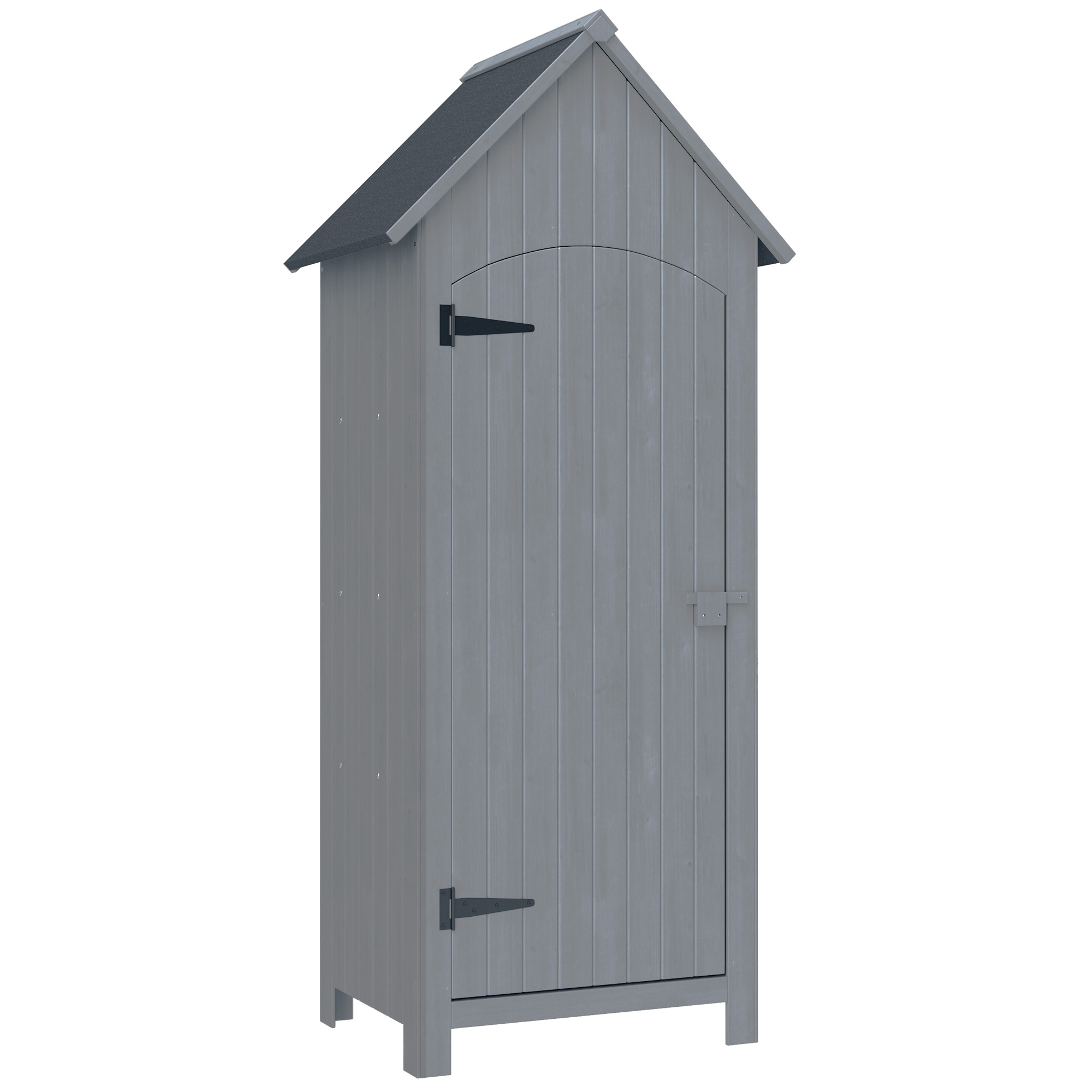 ORVALLIA Wooden Garden Storage Shed with 3 Shelves - Grey - Life Essentials