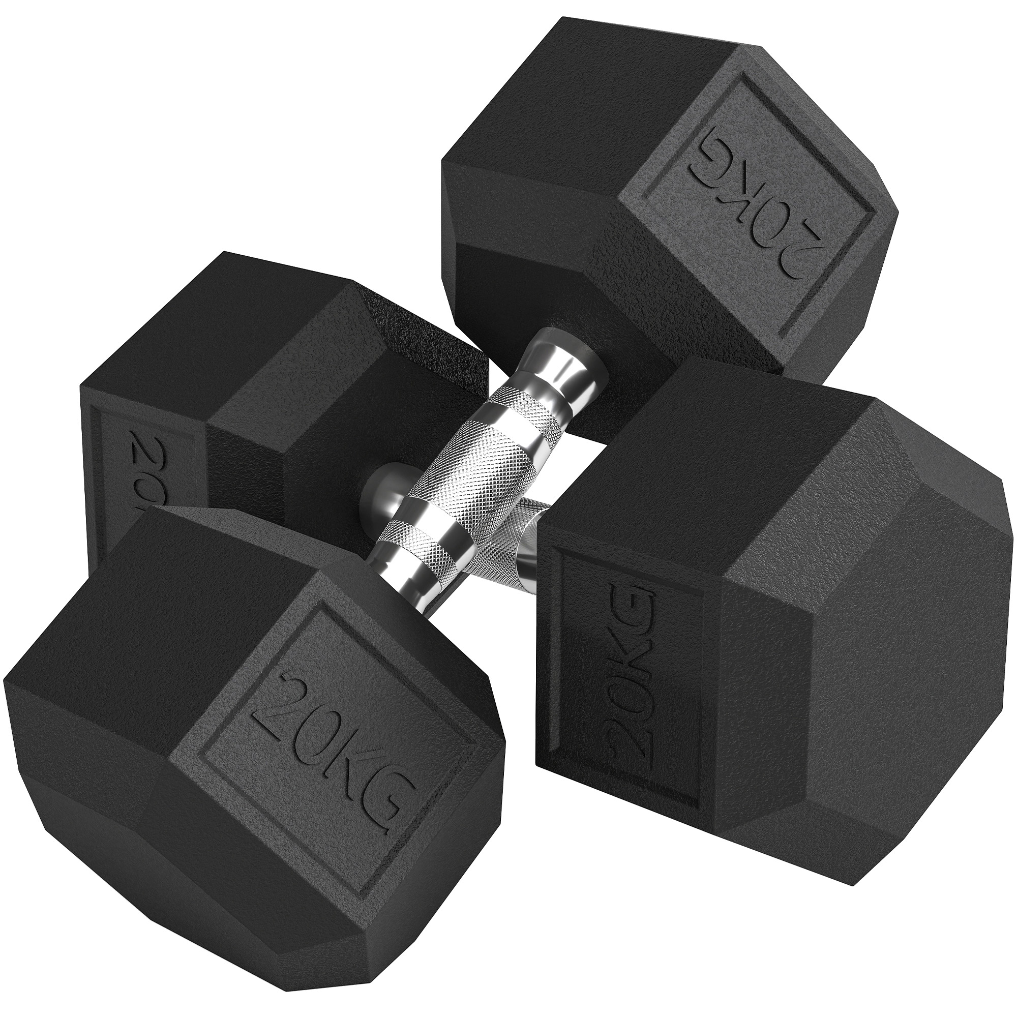 TERVAN Rubber Hex Dumbbell Portable 2x20KG - Black - Life Essentials