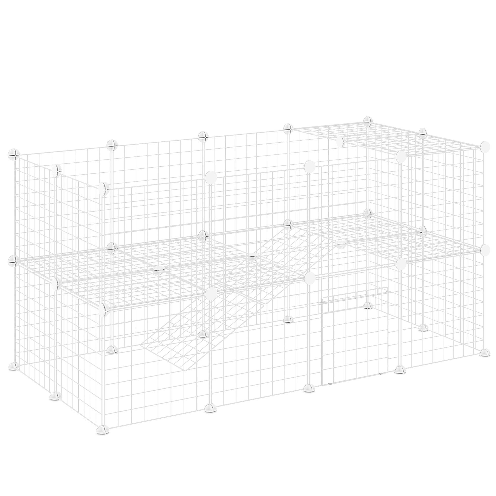 PAWSTER 36 Panel DIY Metal Pet Playpen Fence for Small Animals - White - Life Essentials