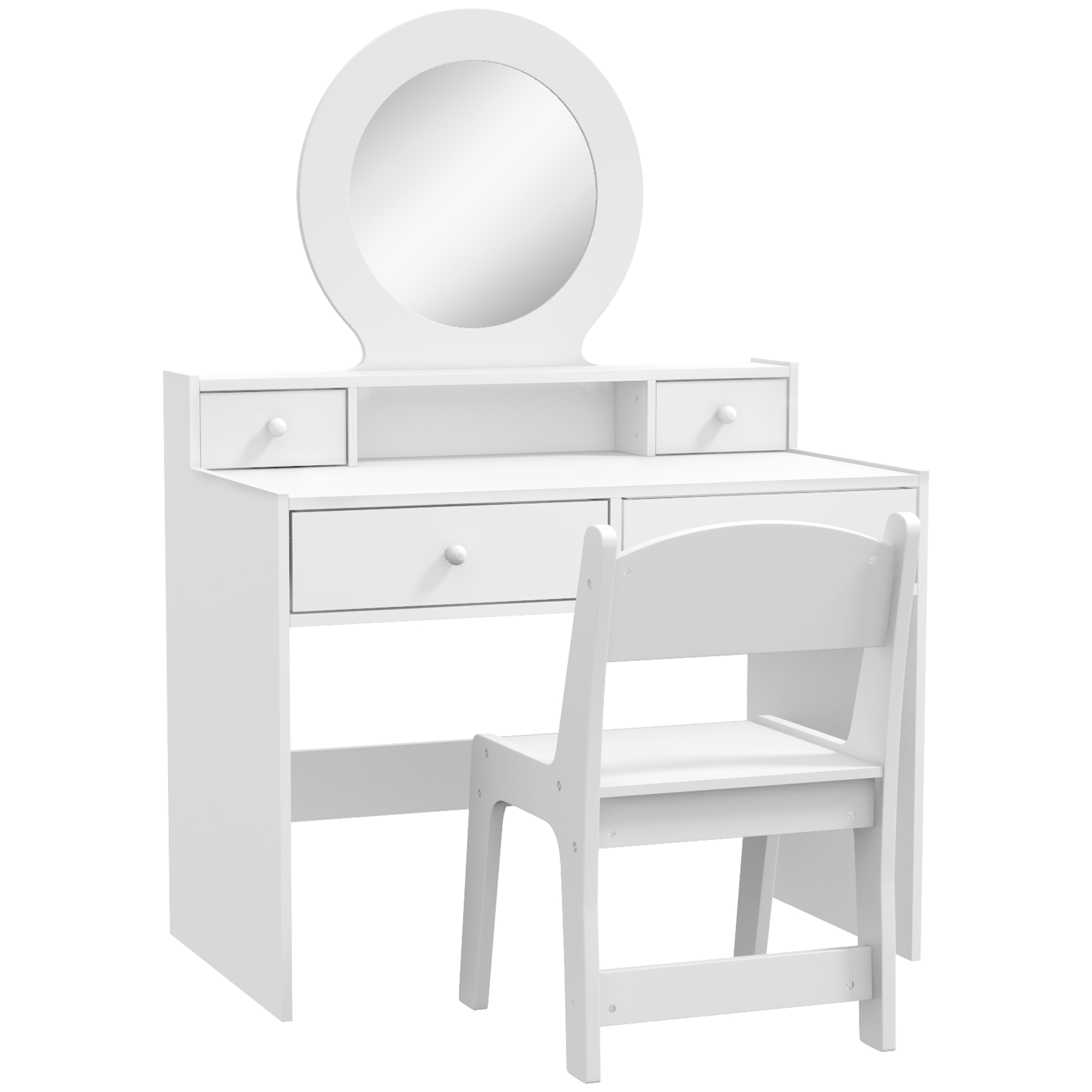 ARVEND Kids Dressing Table Makeup Table with Stool - White - Life Essentials