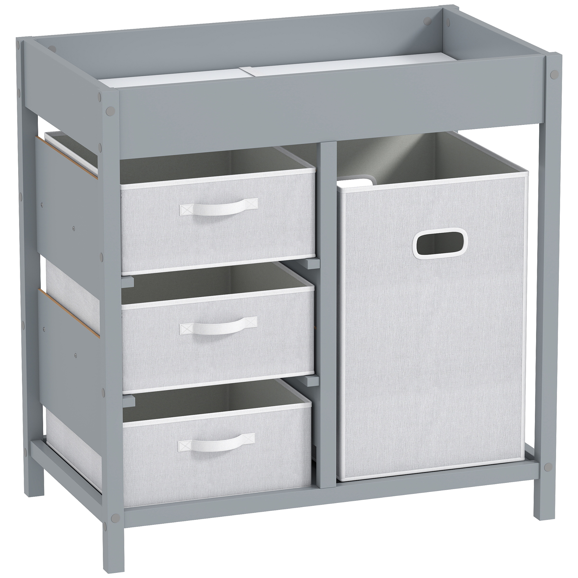 AIVAGO Baby Changing Unit with 4 Storage Drawers & Mat, 84 x 84.5 cm - Grey - Life Essentials