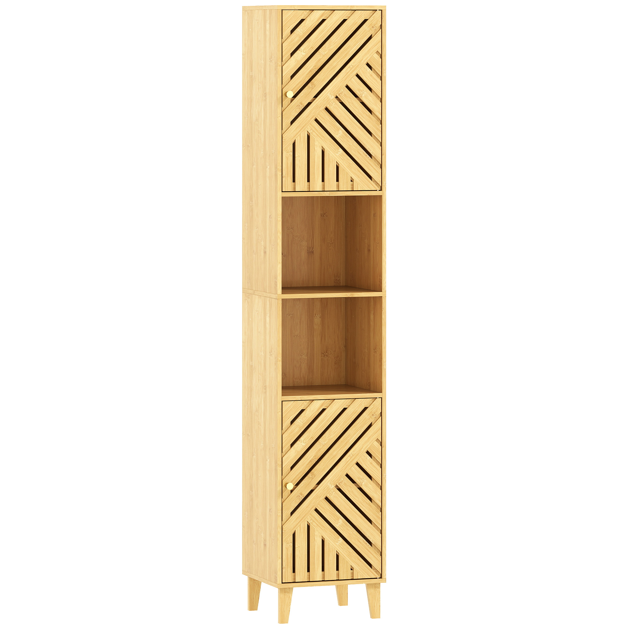 HAVIX Multi-Storage Bathroom Cabinet Bamboo Door - Natural Finish - Life Essentials