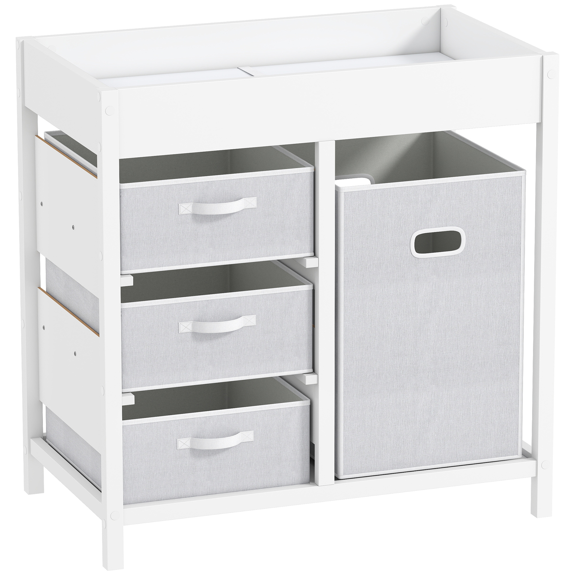 AIVAGO Baby Changing Unit with 4 Storage Drawers & Mat, 84 x 84.5 cm - White - Life Essentials