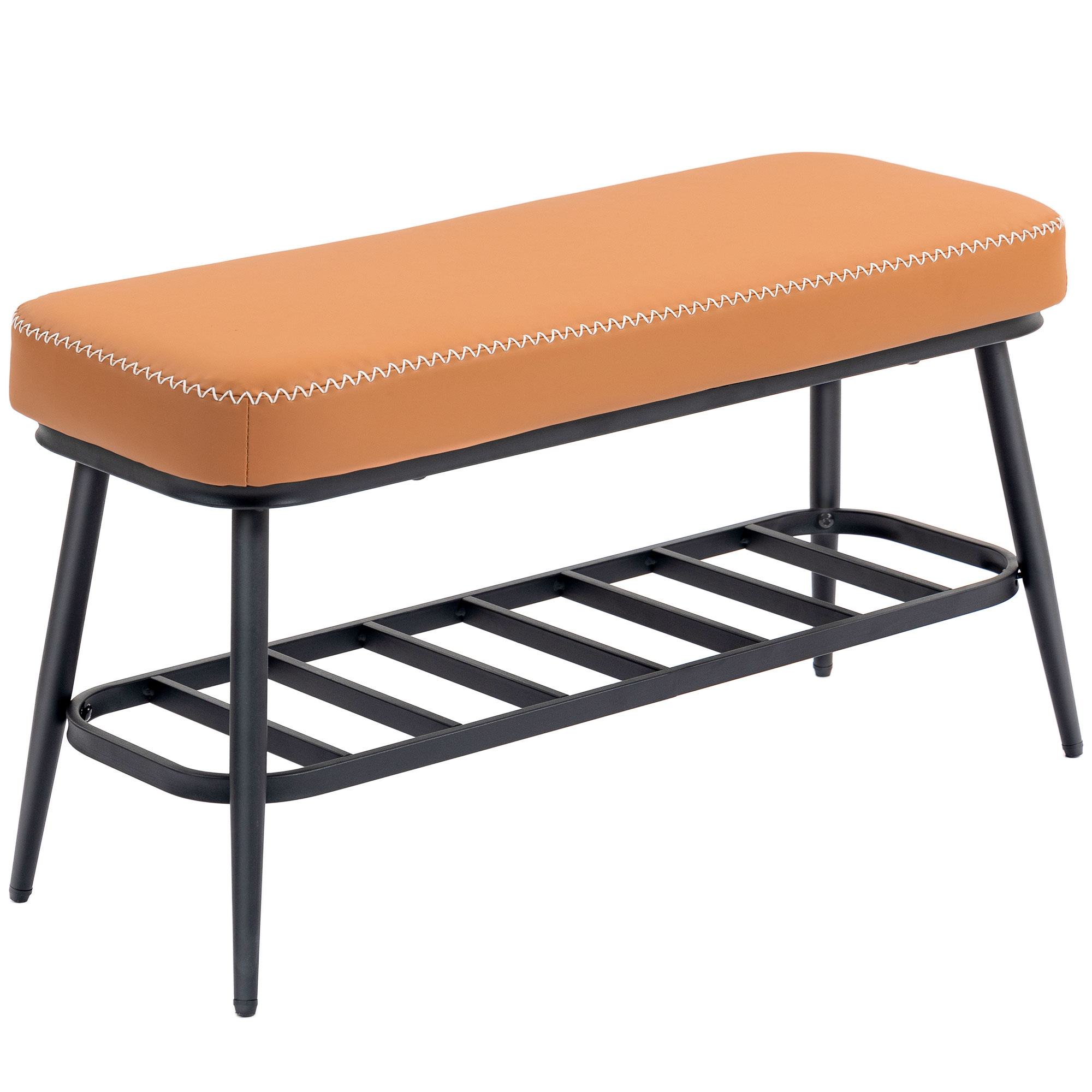MONTRA PU Leather Shoe Storage Bench - Brown - Life Essentials