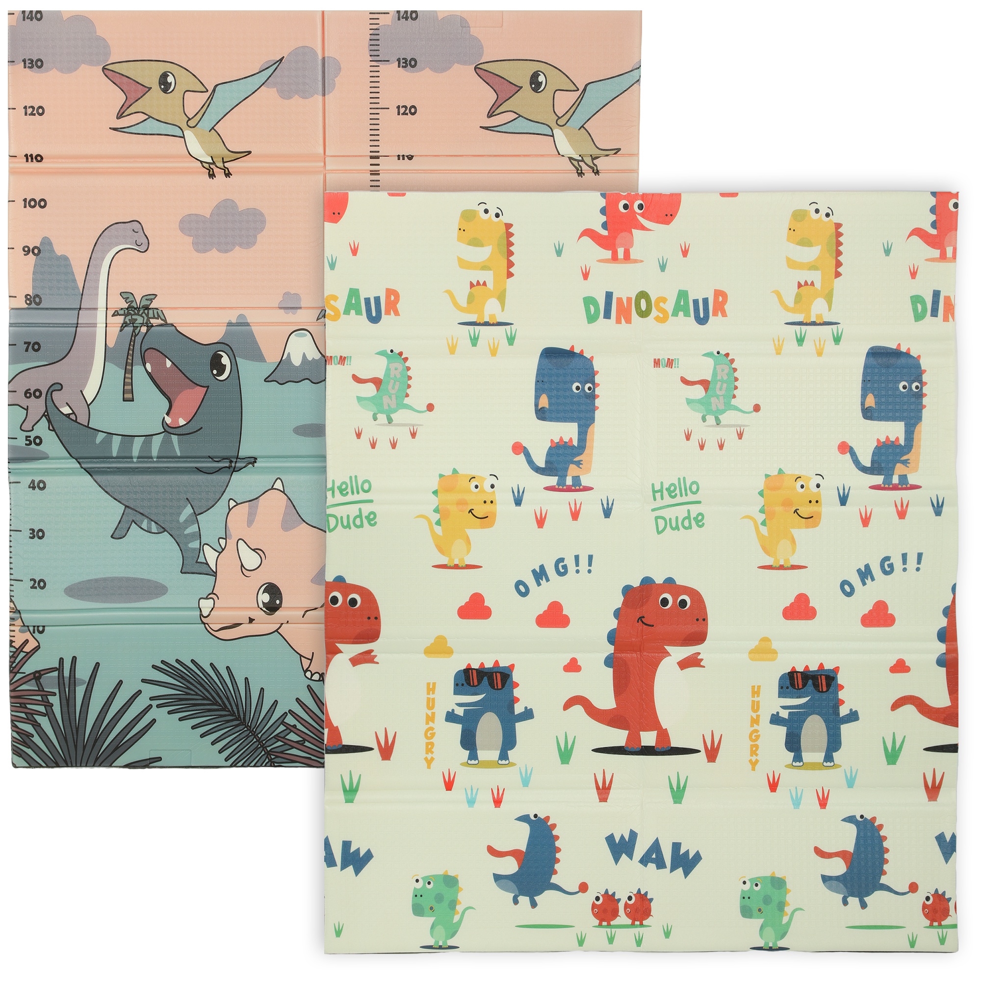 AIVAGO Dinosaur-Themed Foldable Baby Play Mat Double-Sided 177 x 146 cm - Multi - Life Essentials