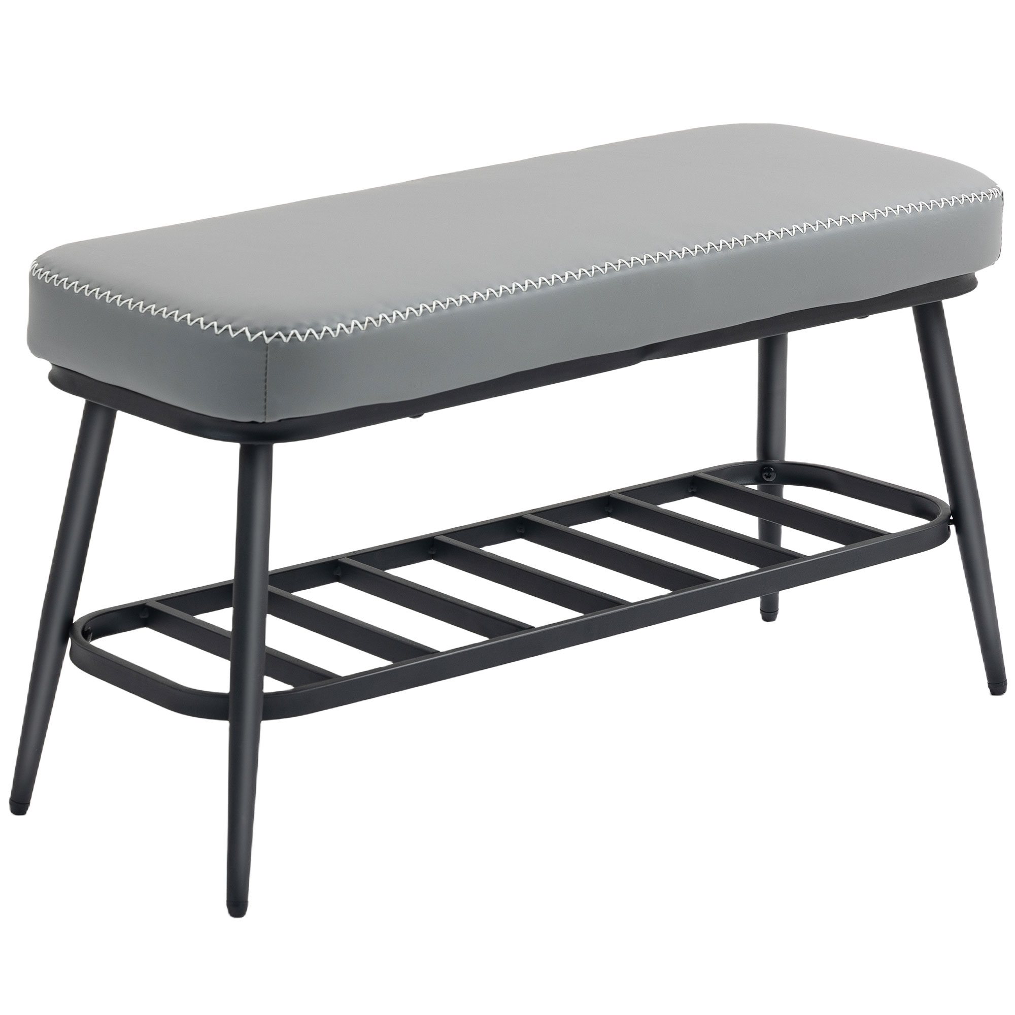 MONTRA PU Leather Shoe Storage Bench - Grey - Life Essentials