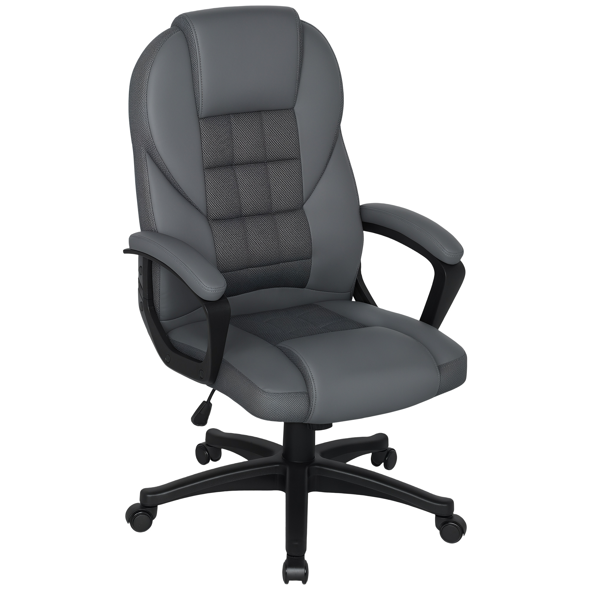 HERON Faux Leather Office Chair - Charcoal Grey - Life Essentials