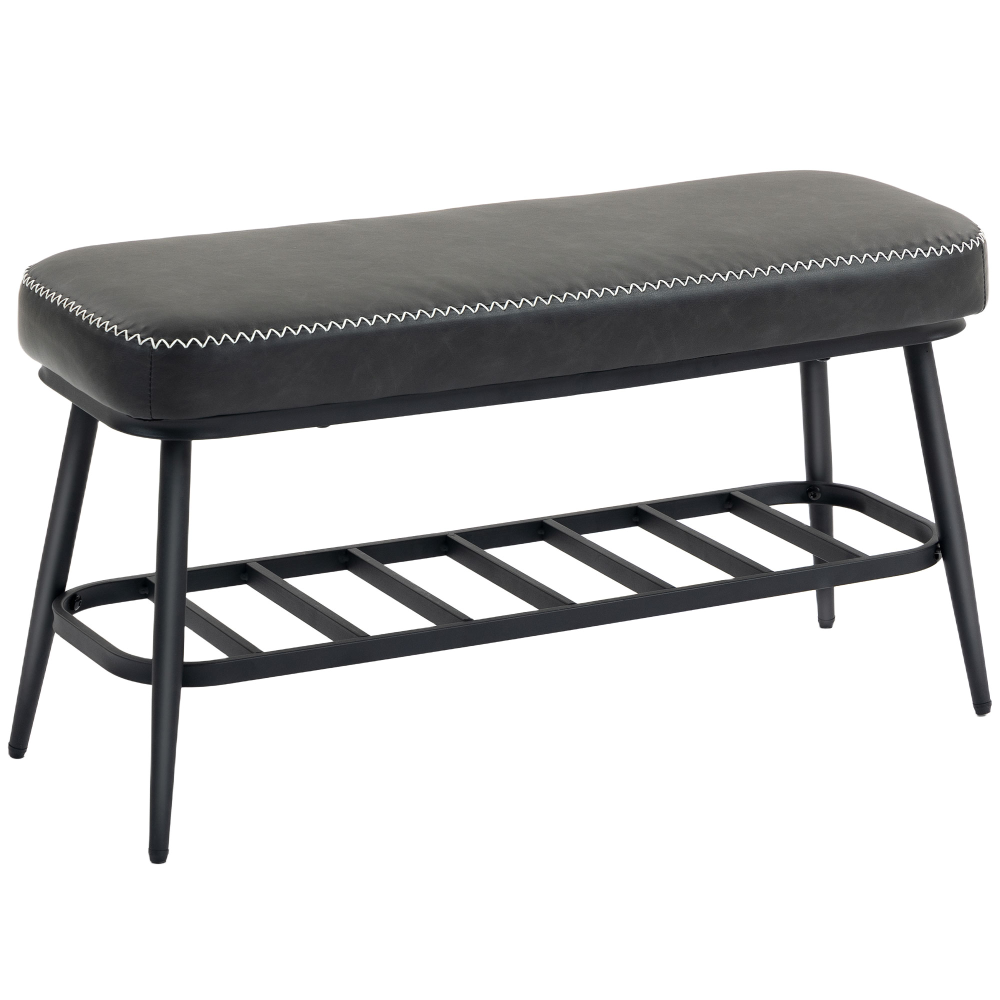 MONTRA PU Leather Shoe Storage Bench - Charcoal Grey - Life Essentials