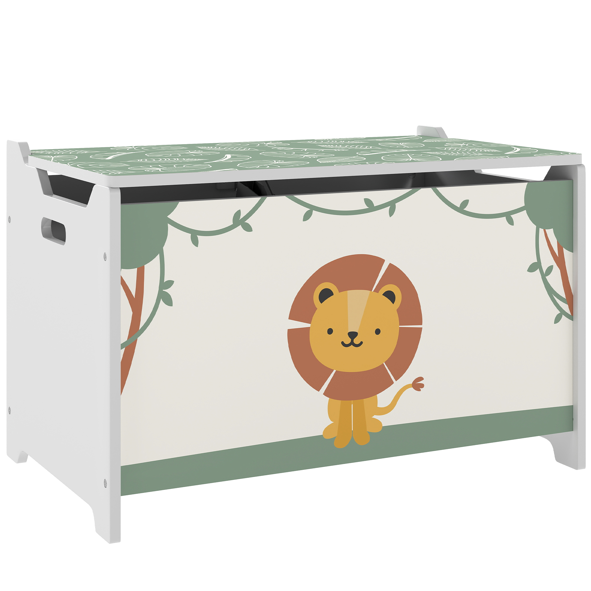 ALVIS Toy Storage Box Wooden Safety Lid and Handle Style - Green - Life Essentials