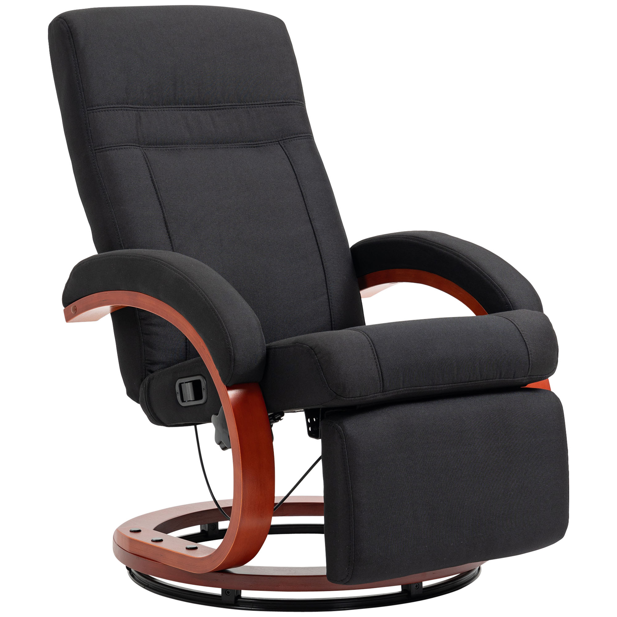 HERON Manual Reclining Swivel Chair with Footrest 135° - Black - Life Essentials