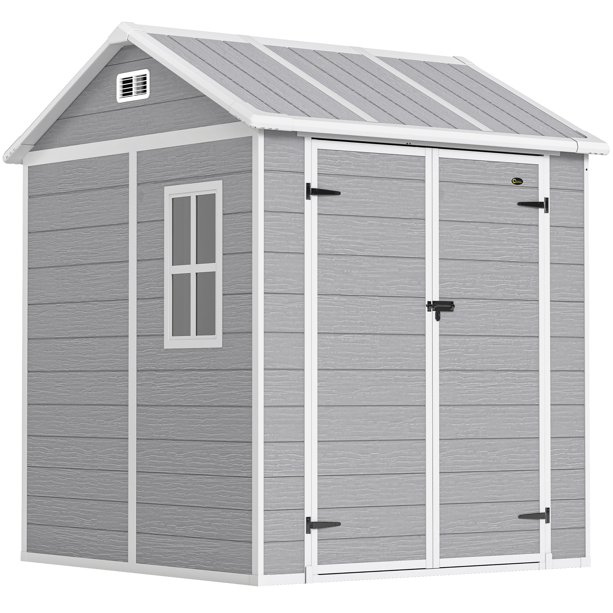 ORELAN Garden Shed Resin Outdoor Storage Shed with Floor and Window - Grey - Life Essentials