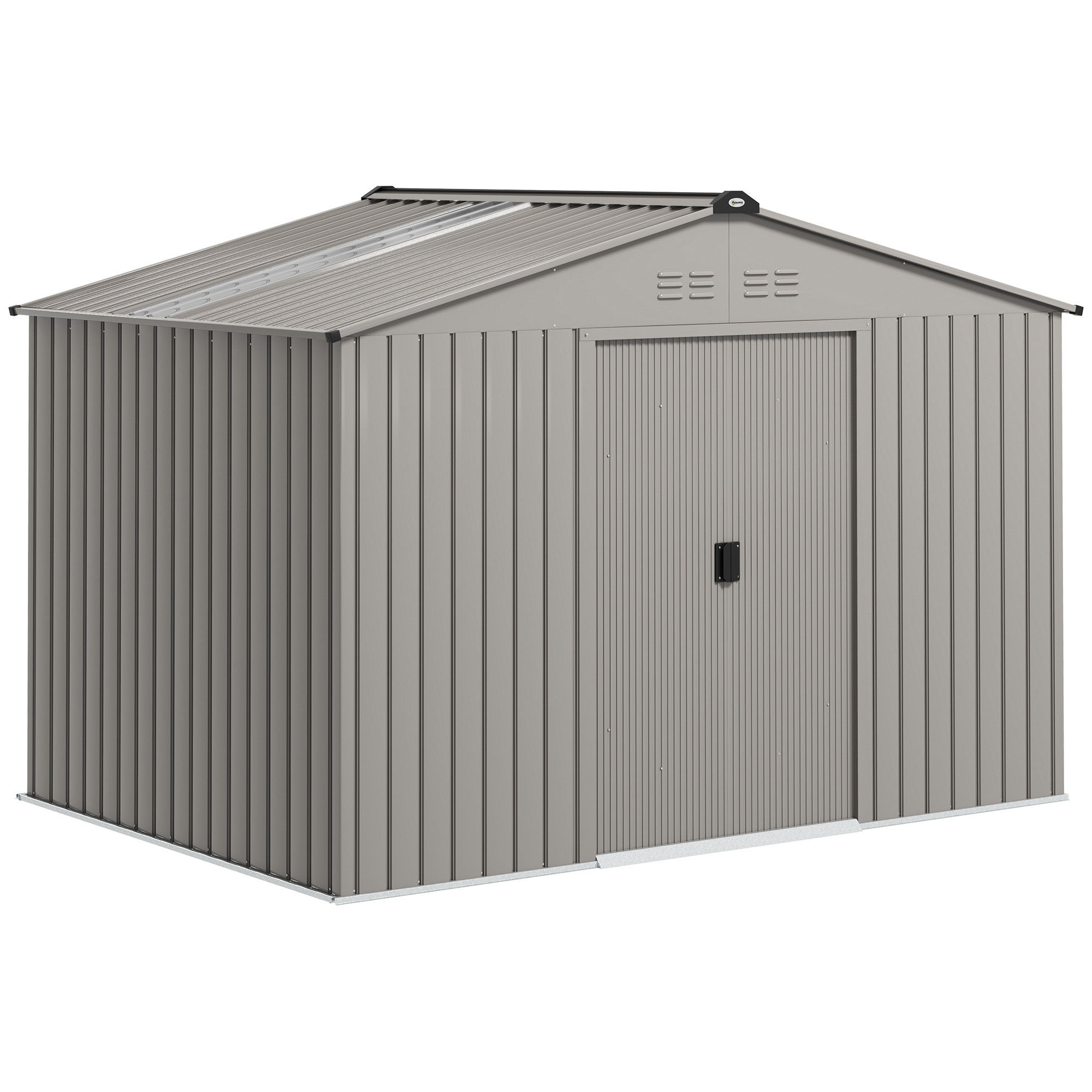 NORLAN Garden Shed Galvanised Steel Outdoor Metal Storage Shed with Doors - Grey - Life Essentials
