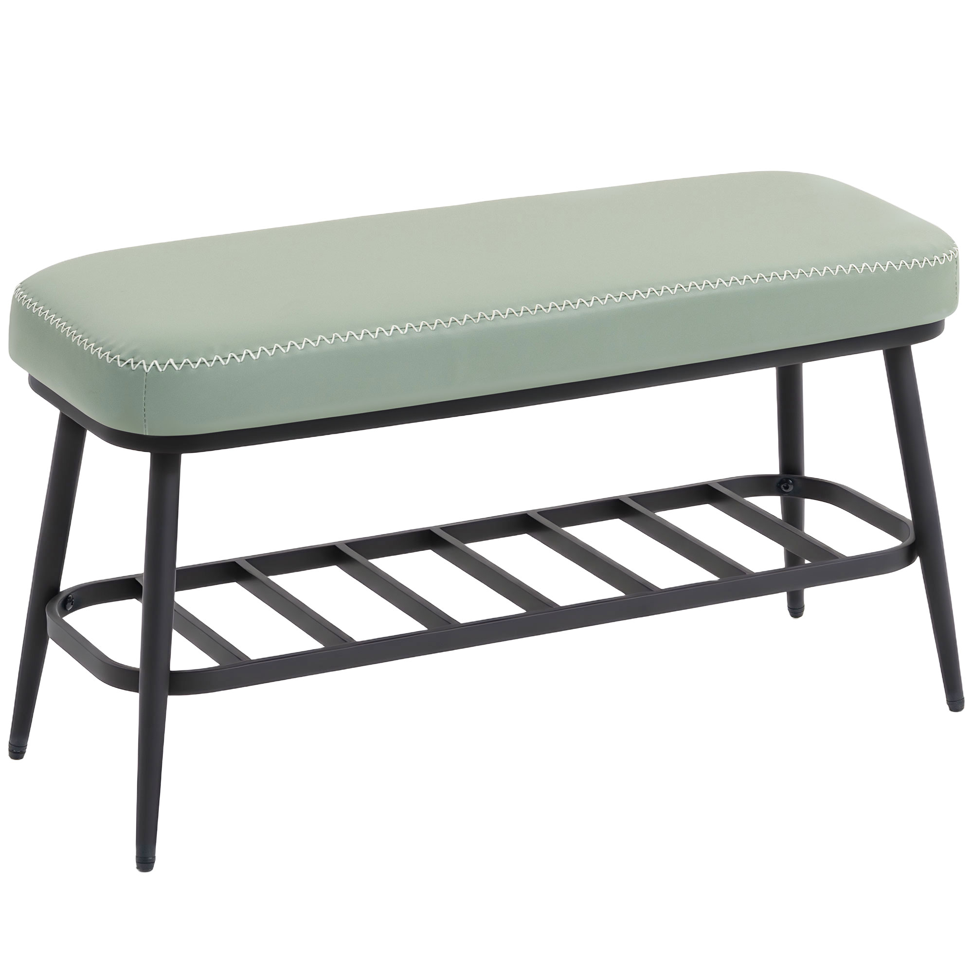 MONTRA PU Leather Shoe Storage Bench - Green - Life Essentials