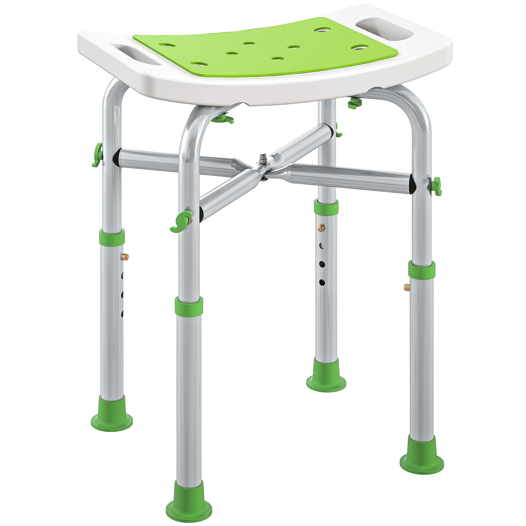 NORNHAM Shower Stool Aluminium Adjustable Frame - Green - Life Essentials