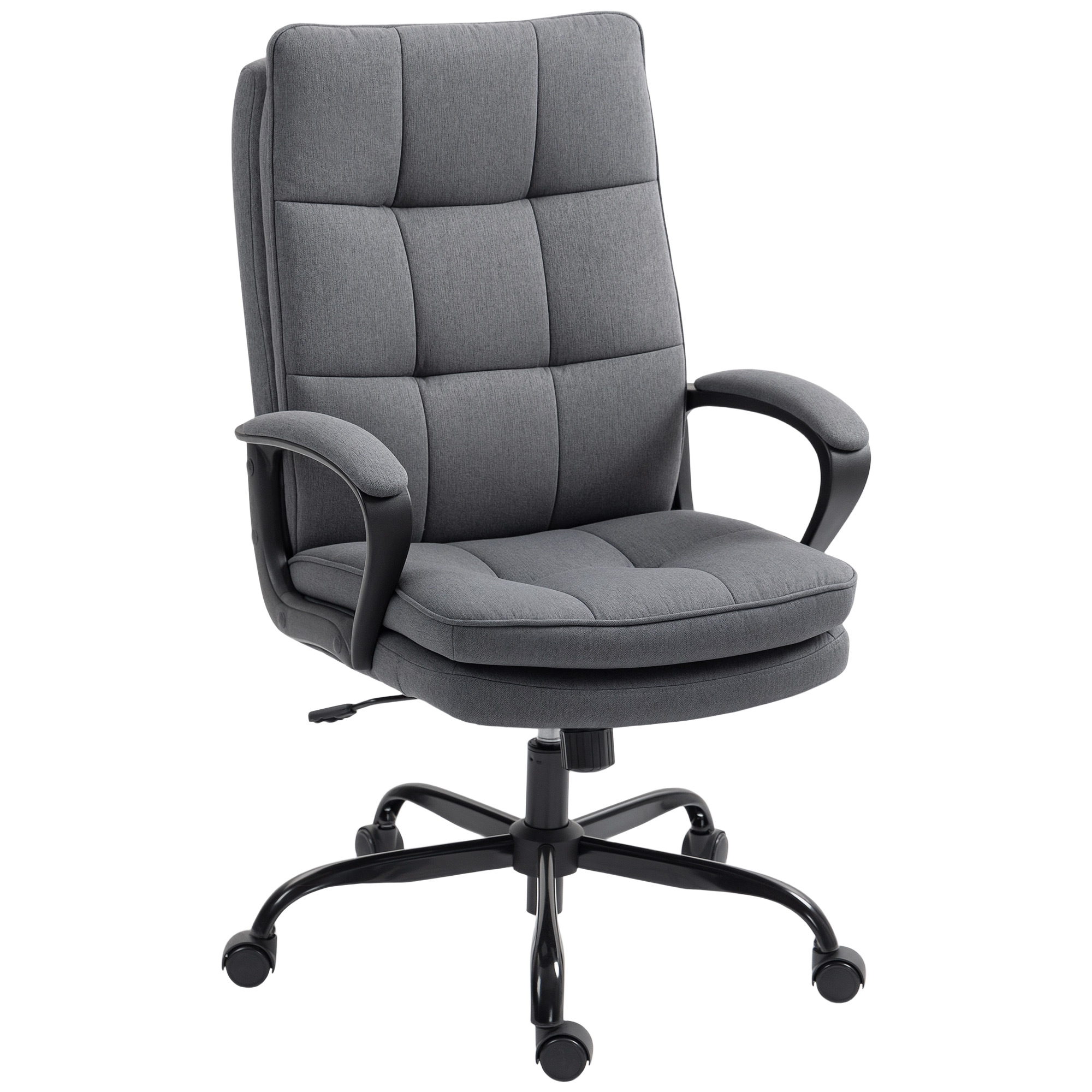 SOLRIC Linen Office Chair Look Double Padded Task Chair - Grey - Life Essentials