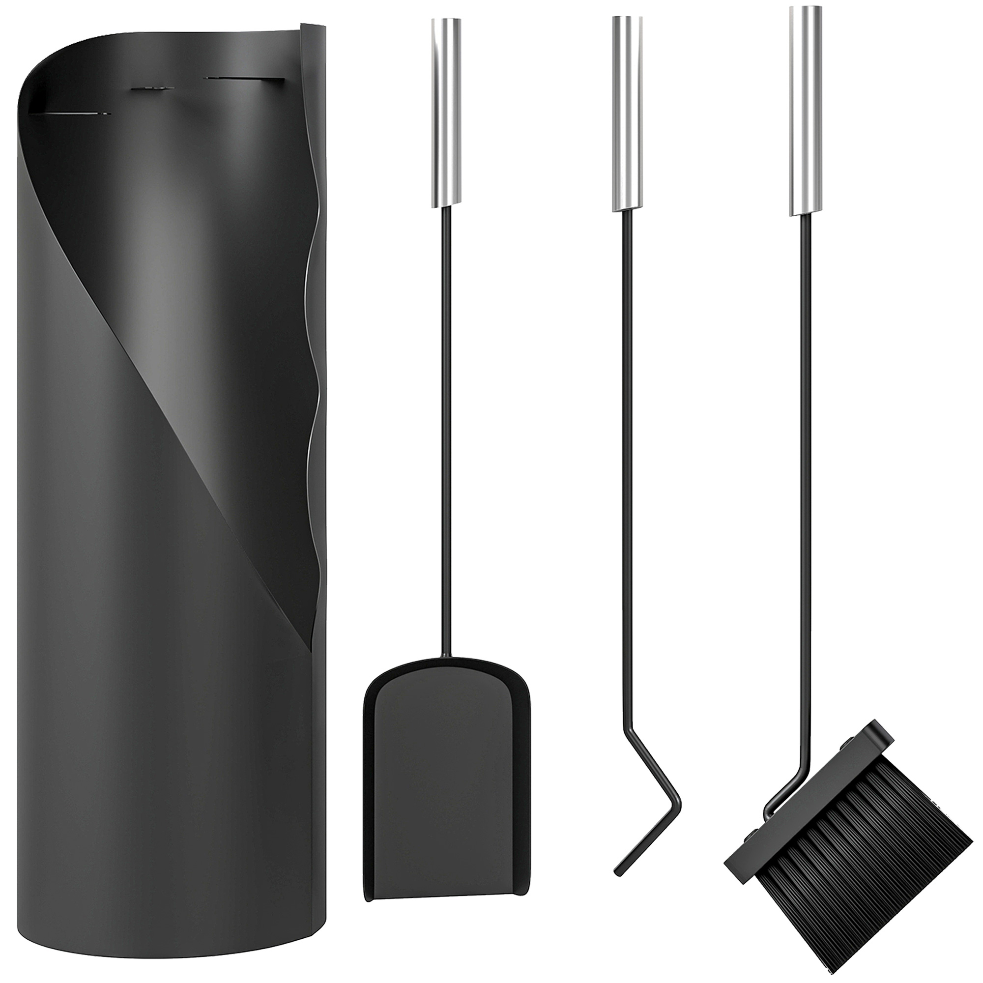 MELVAR 4 Pieces Fireplace Tools Set Metal Fireside Companion Set - Black - Life Essentials
