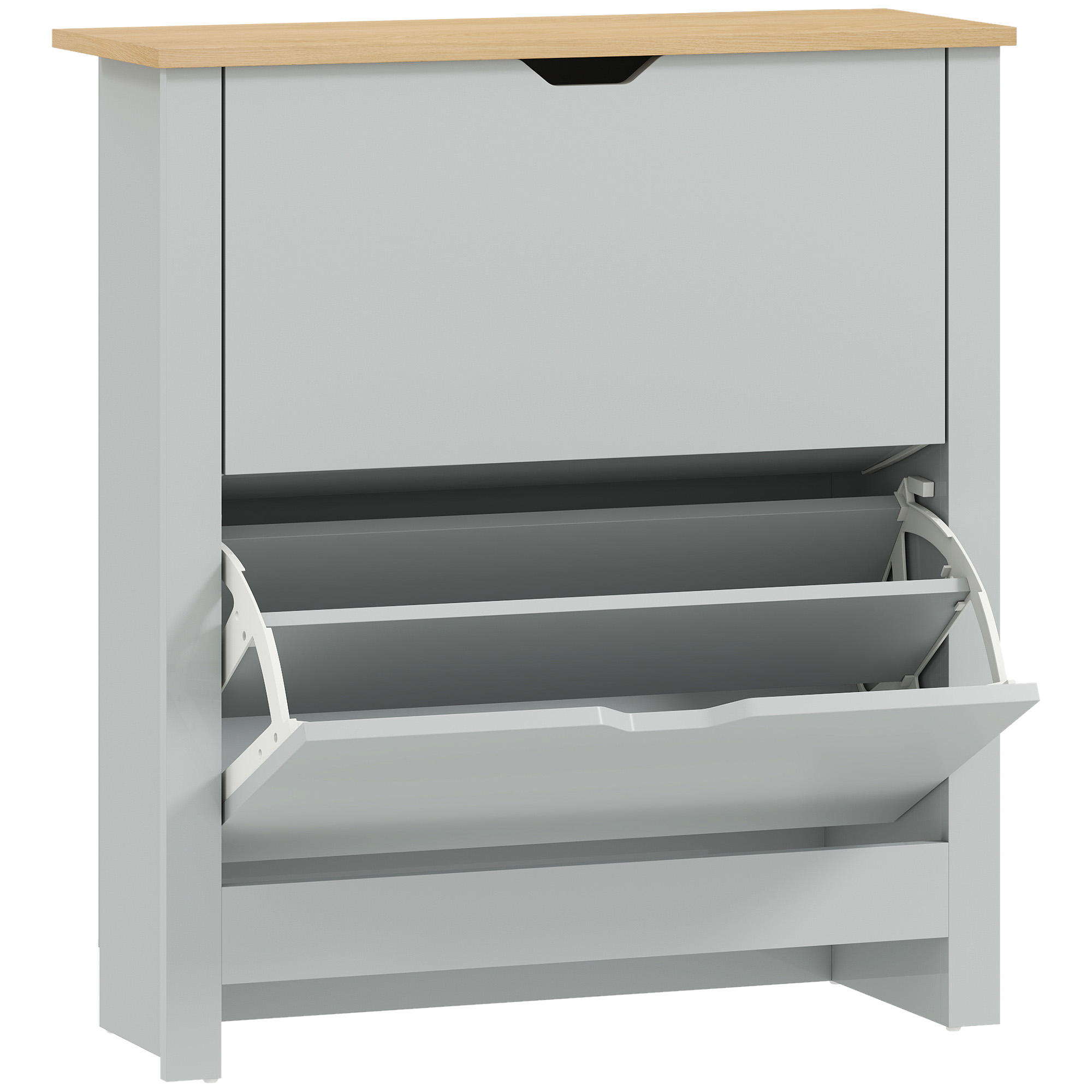 TUSAZIA 2 Flip Drawers Medium-sized Shoe Cabinet - Light Grey - Life Essentials
