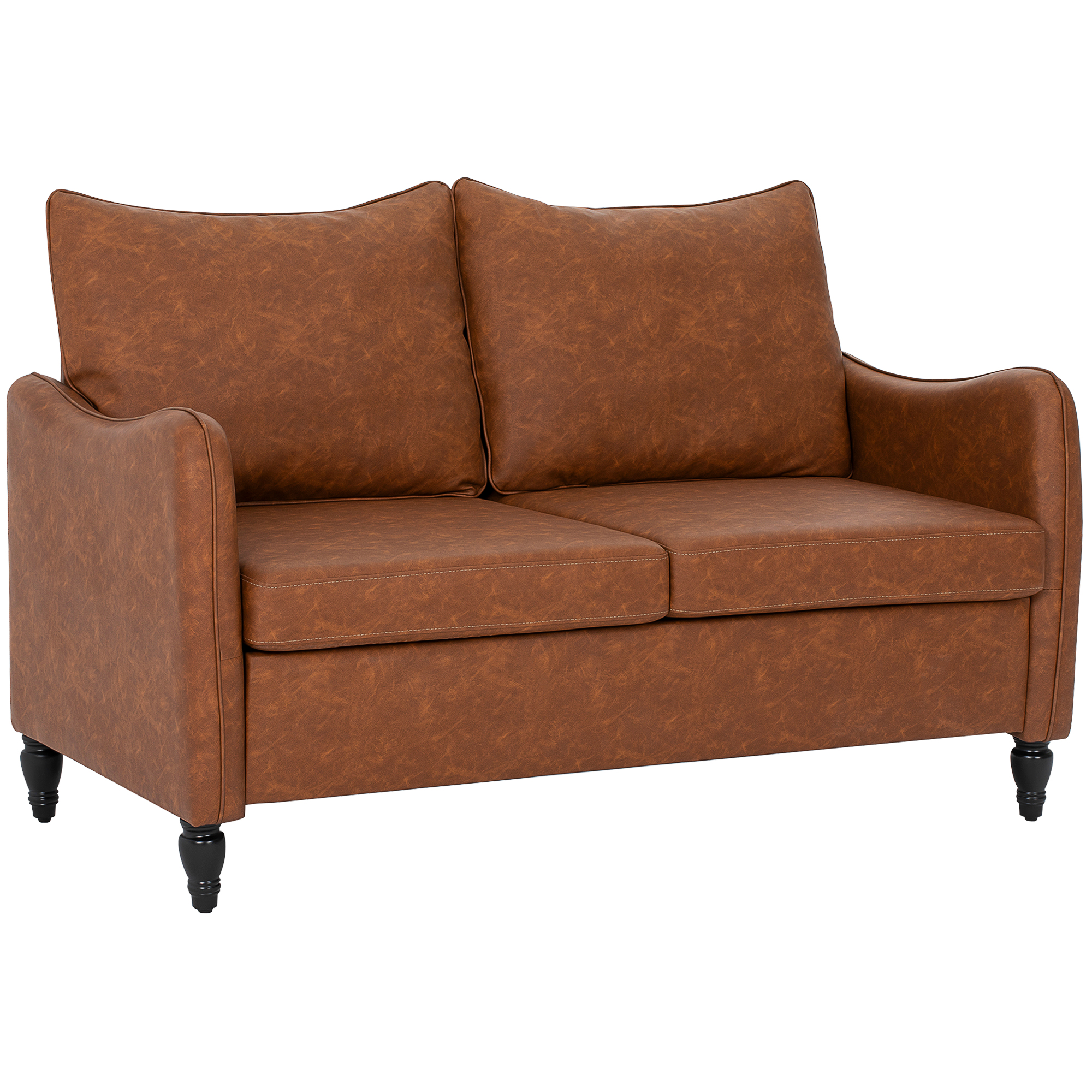 LAVIN Faux Leather 2 Seater Fullback Sofa - Brown - Life Essentials