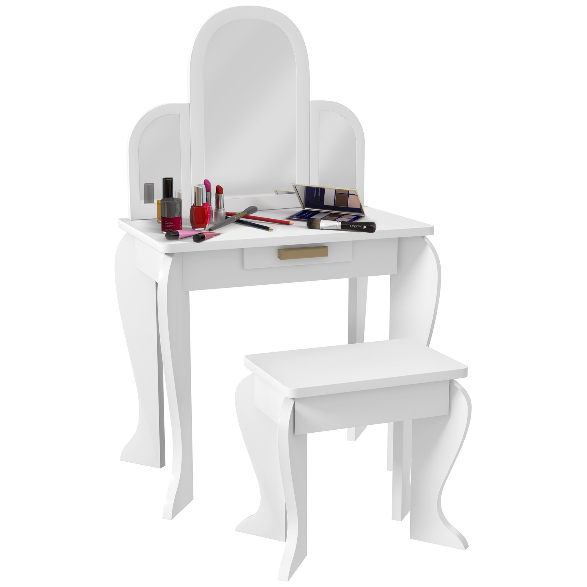 ARVANE Kids Dressing Table with Mirror and Drawer - White - Life Essentials
