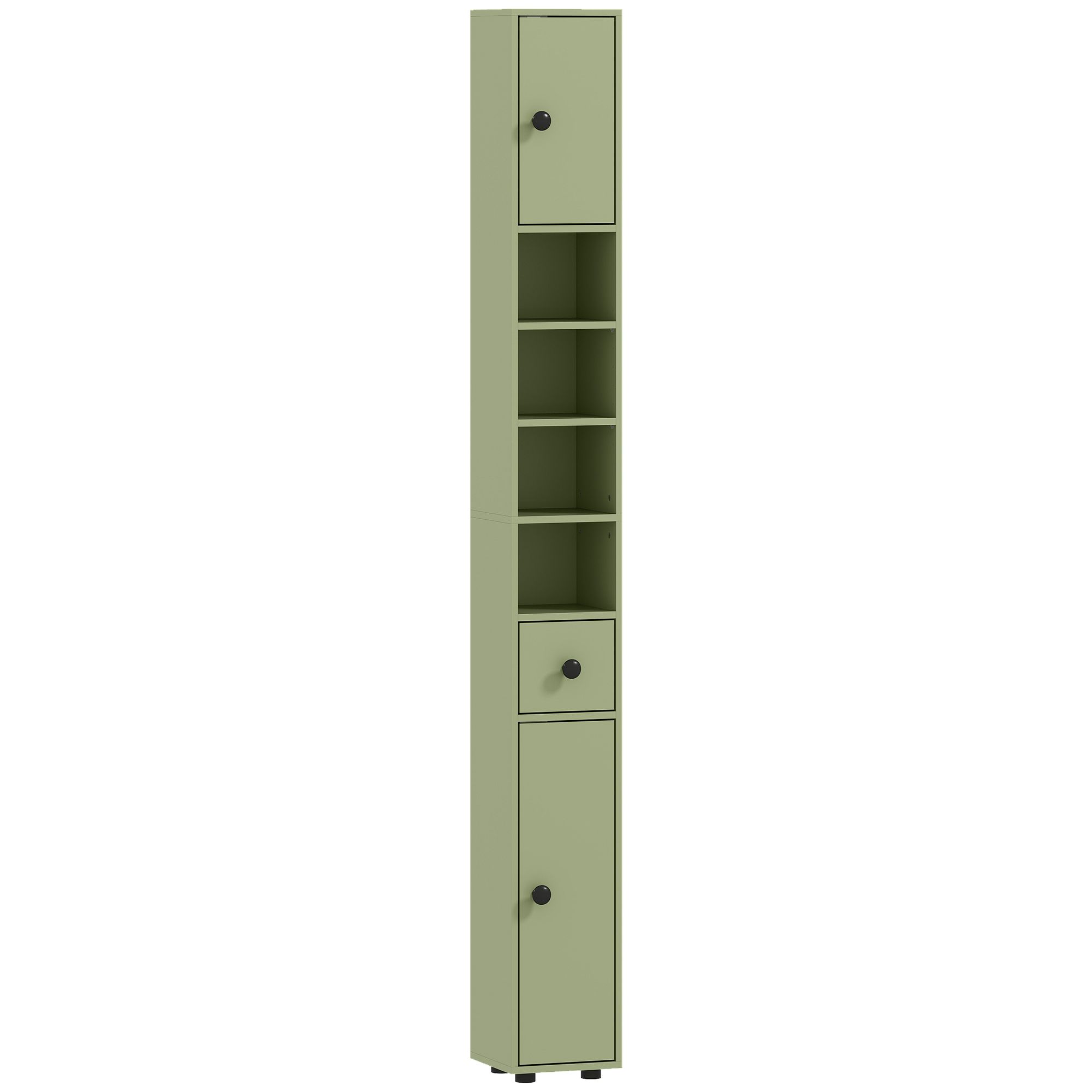 GRELL Slim Bathroom Cabinet with Drawer and Shelves - Green - Life Essentials