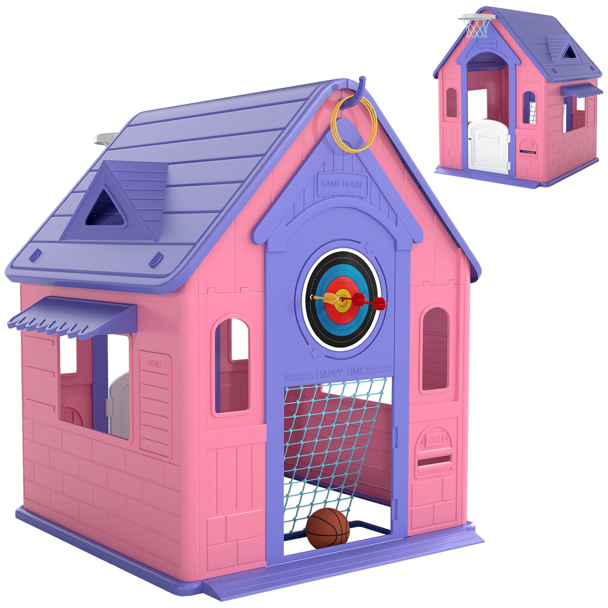 ARVORN Kids Playhouse 5 in 1 Outdoor Indoor Activity Set - Pink - Life Essentials
