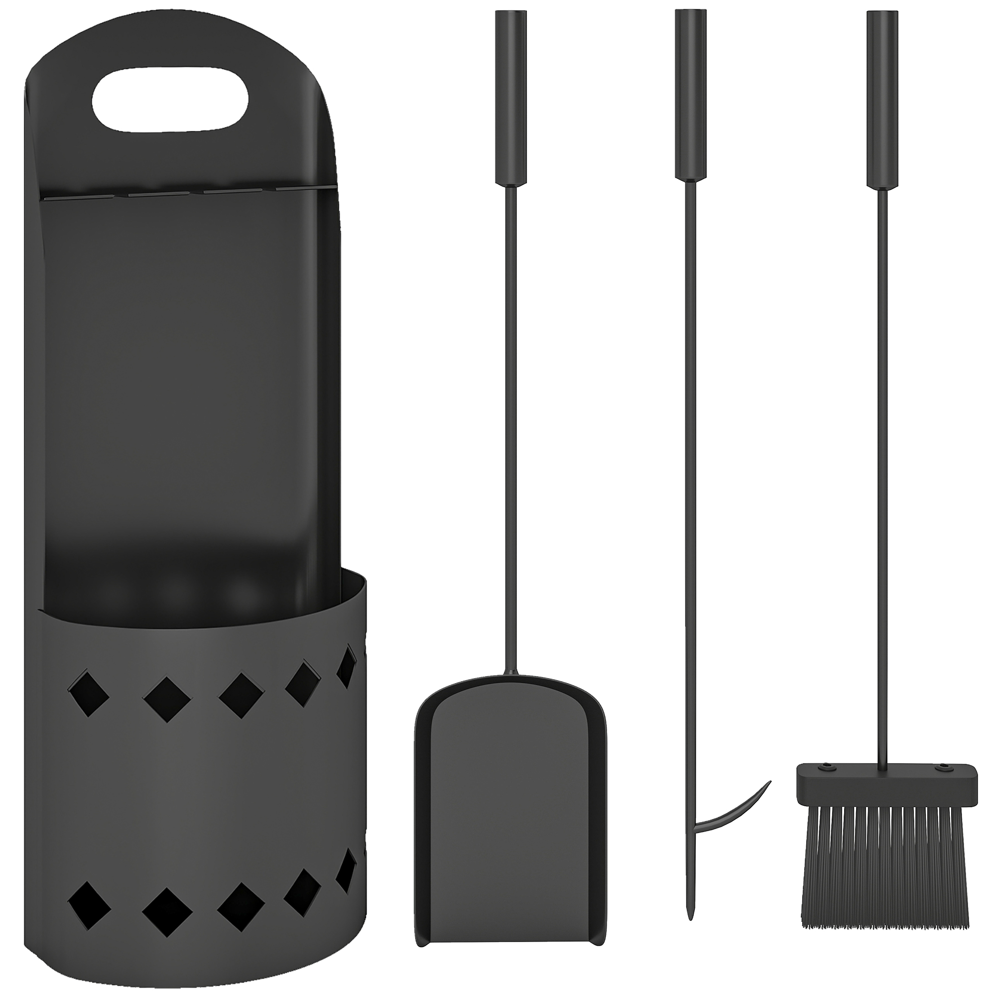 MODRIC 4 Pieces Fireplace Companion Set Metal Fireside Accessories - Black - Life Essentials