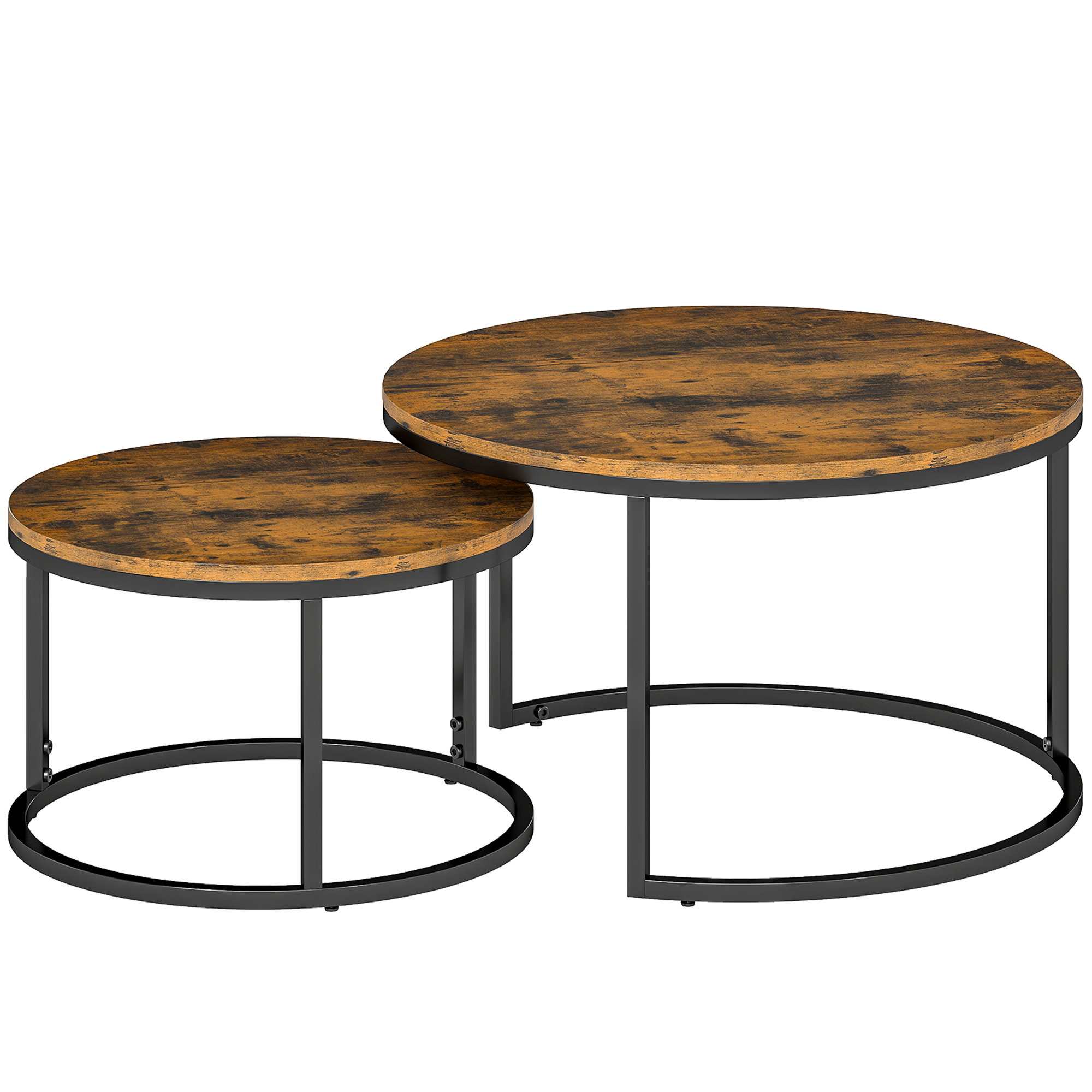 GALIX Set of 2 Coffee Table Stacking Design - Rustic Brown - Life Essentials