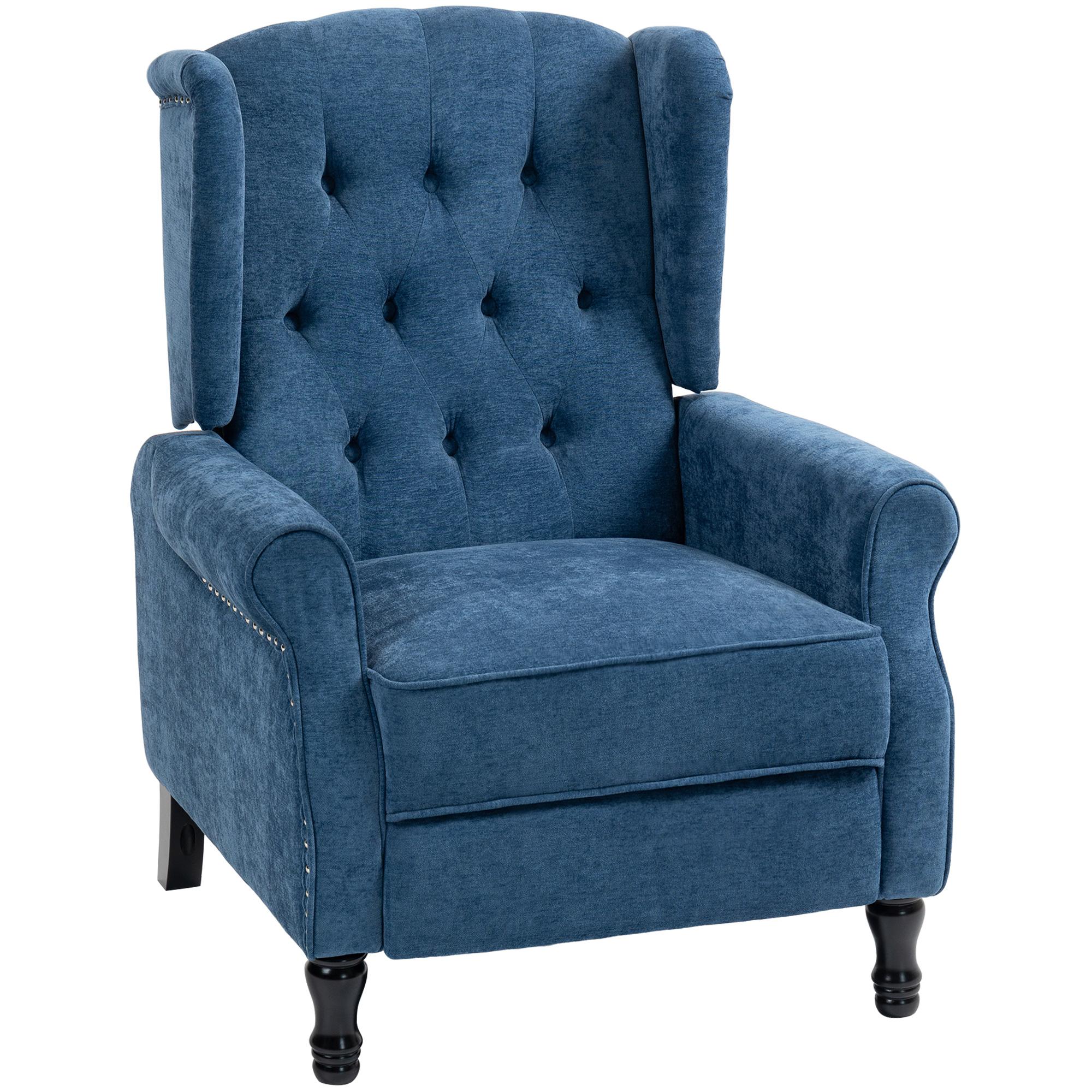 FYNIC Linen Recliner Armchair with Footrest - Royal Blue - Life Essentials