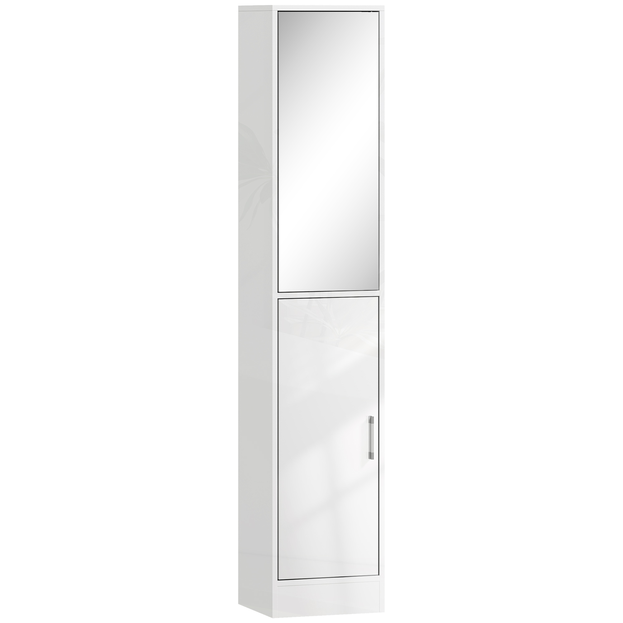 GORVIN Bathroom Cabinet Tall Storage Unit with Mirror - White - Life Essentials
