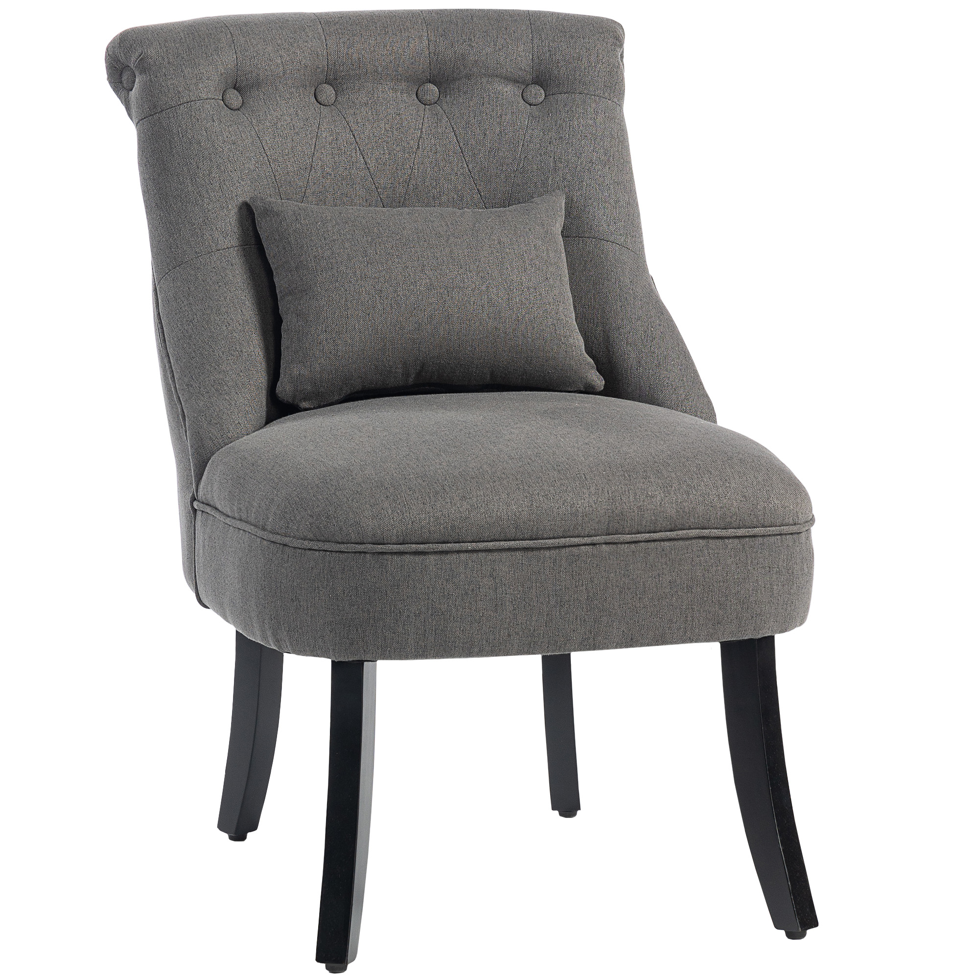 GALEN Linen Fabric Dining Chair with Pillow - Charcoal Grey - Life Essentials