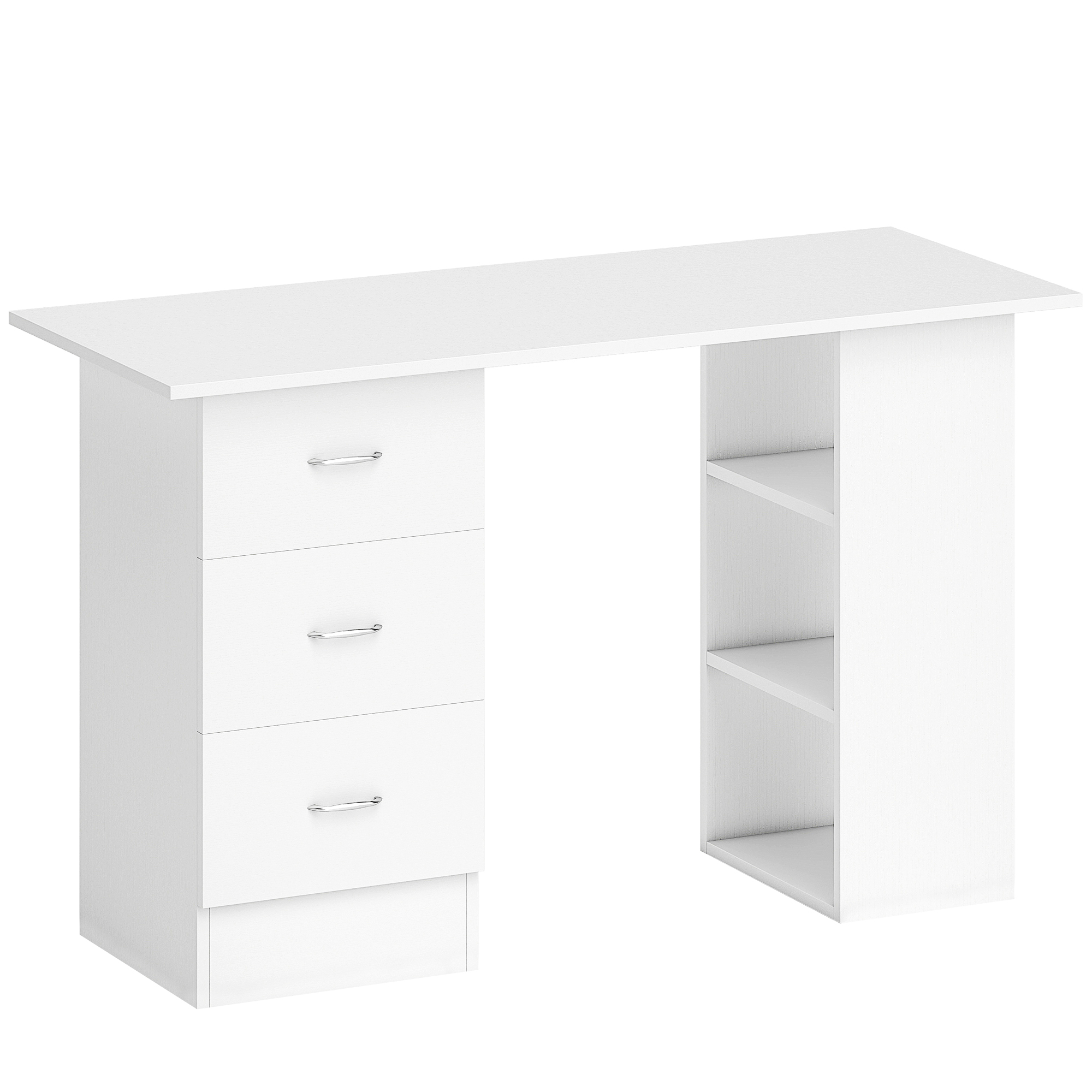 ILVOR Computer Desk with 3 Storage Shelves and 3 Drawers - White - Life Essentials