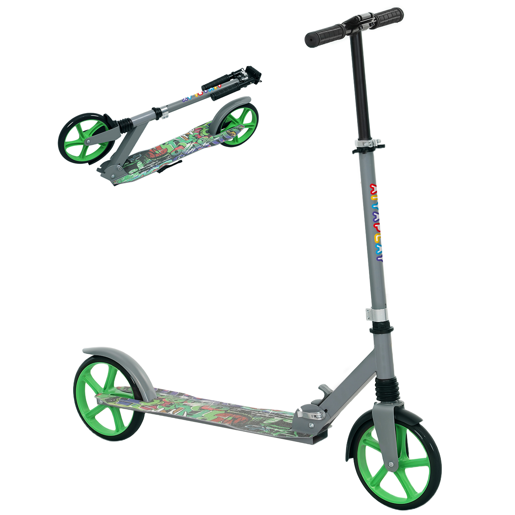 CALVOR Kids Scooter Foldable Adjustable Handlebar - Green - Life Essentials