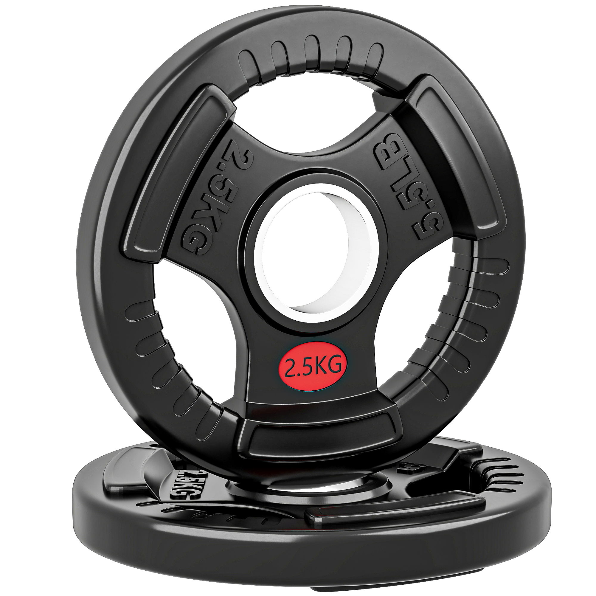 TMBER Olympic Weight Plates Steel Tri Grip 2.5kg Pair - Black - Life Essentials