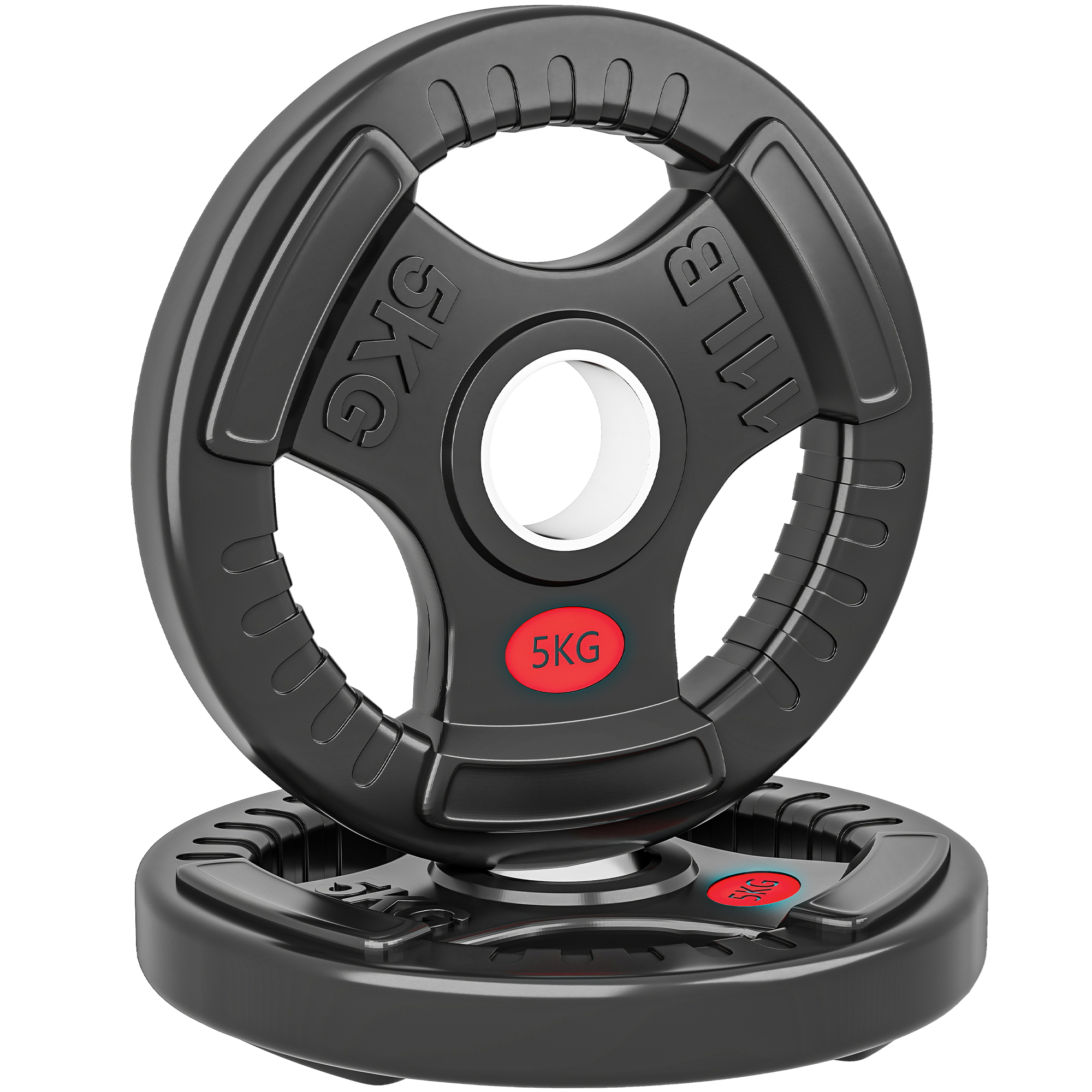 TMBER Olympic Weight Plates Steel Tri Grip 5kg Pair - Black - Life Essentials