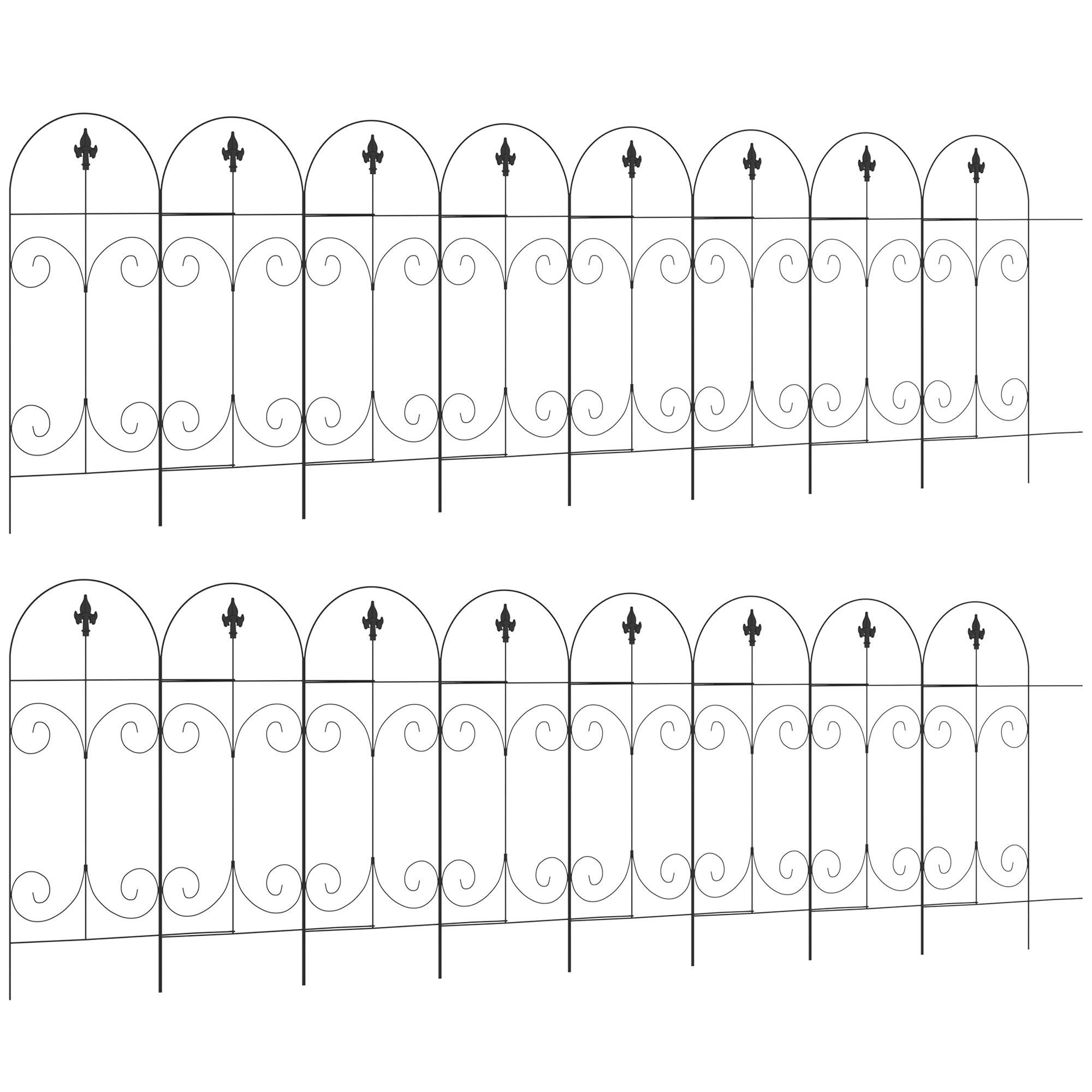 NORIX Decorative Garden Fencing Metal Outdoor Rustproof Flower Bed Border - Black - Life Essentials