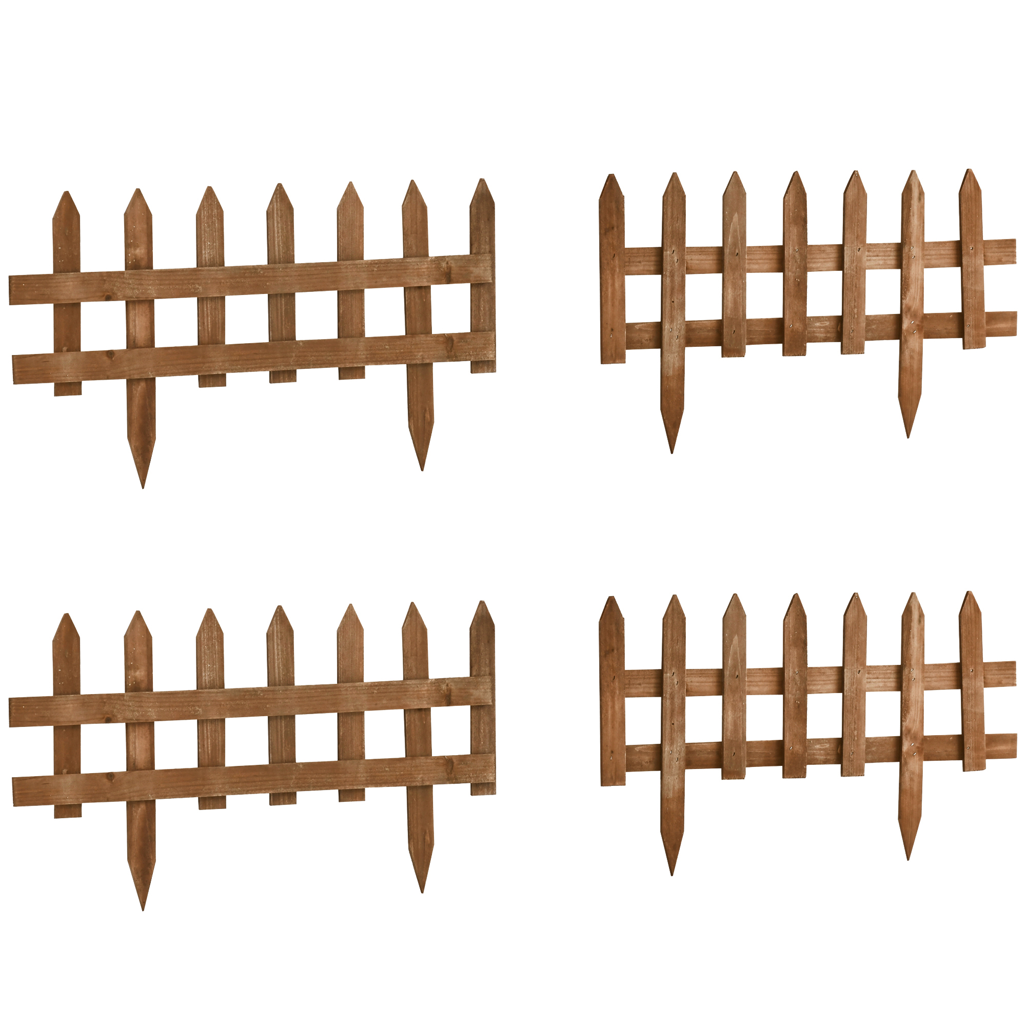 NORIX Wooden Border Fence Fir Pack of Garden Edging - Brown - Life Essentials