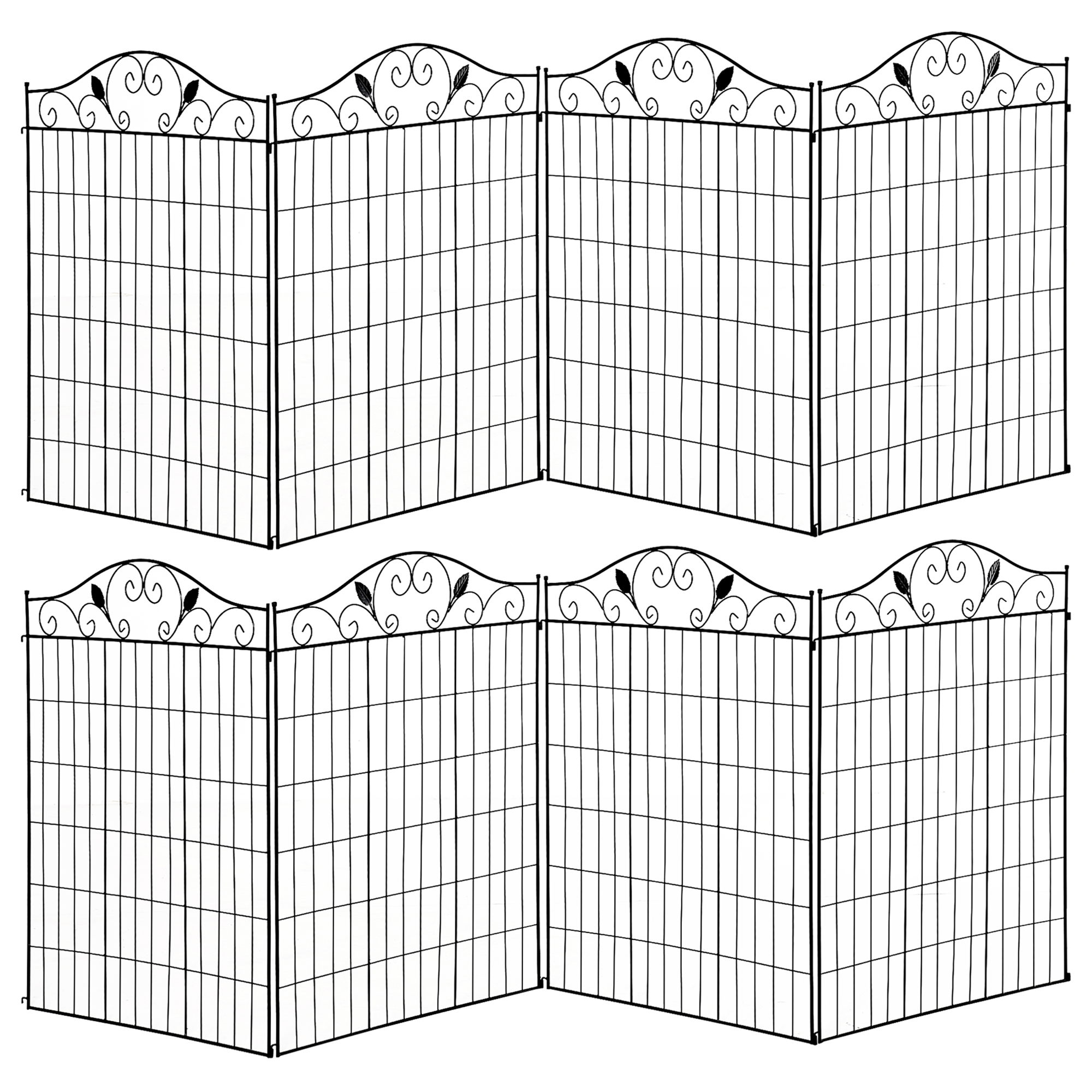 NORIX Garden Fence Metal Decorative Picket Fence - Set of 2 - Black - Life Essentials