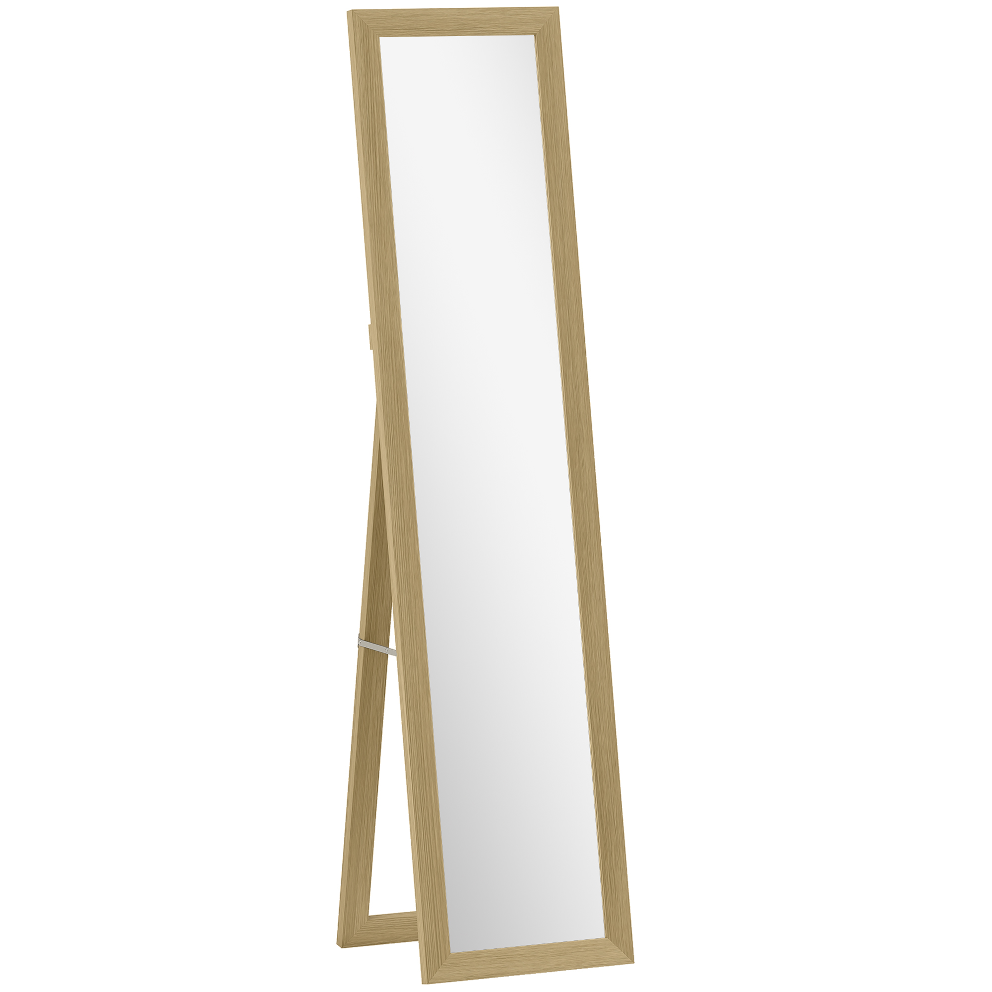 FARLMERE Full Length Mirror Wooden Standing Wall Mount Bedroom Decor - Natural - Life Essentials