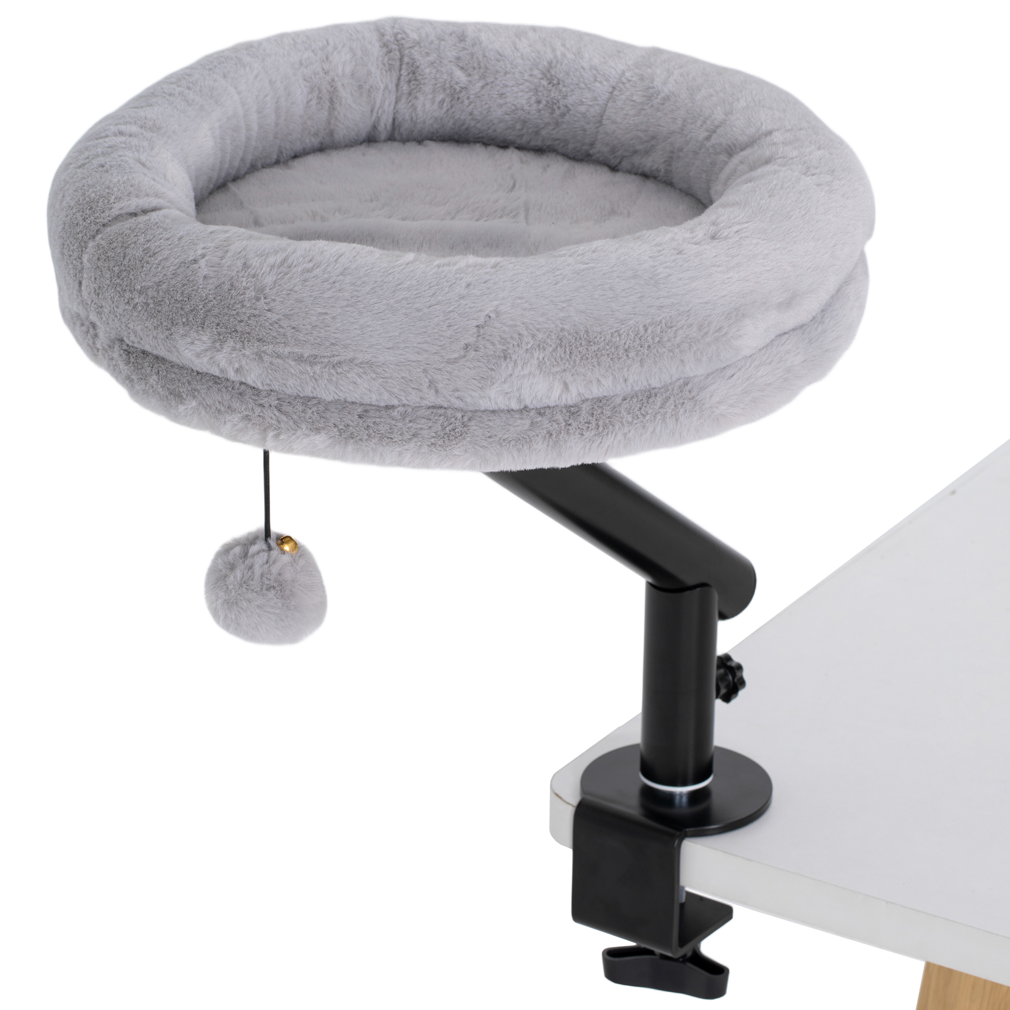 WOTON Cat Desk Bed Particle Board 360 Degree Rotatable Adjustable - Grey - Life Essentials