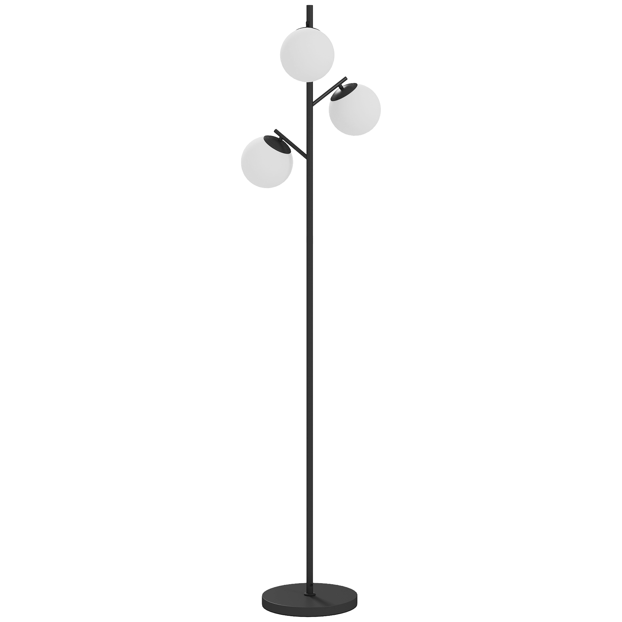 TRALOR 3 Light Tree Floor Lamp Modern Standing Lamp Steel Base - Black - Life Essentials