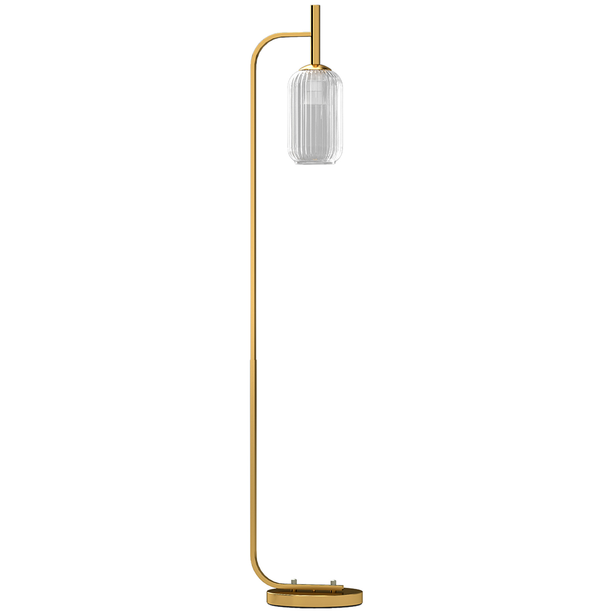 ULRIC Floor Lamp Metal LED Standing Lamp with Glass Shade - Gold - Life Essentials