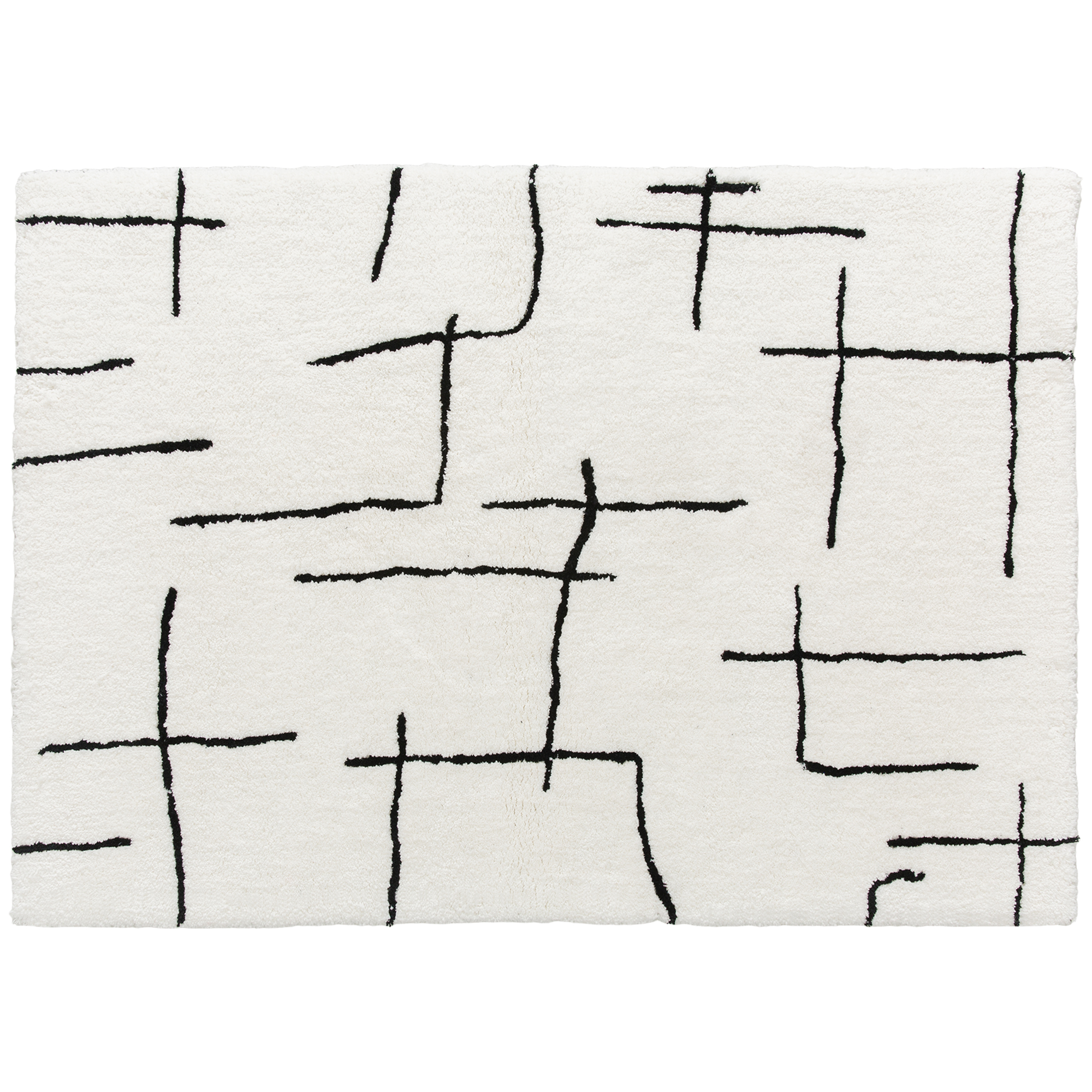 ATHELBY Modern Fluffy Area Rug Polyester Geometric Pattern - Cream - Life Essentials