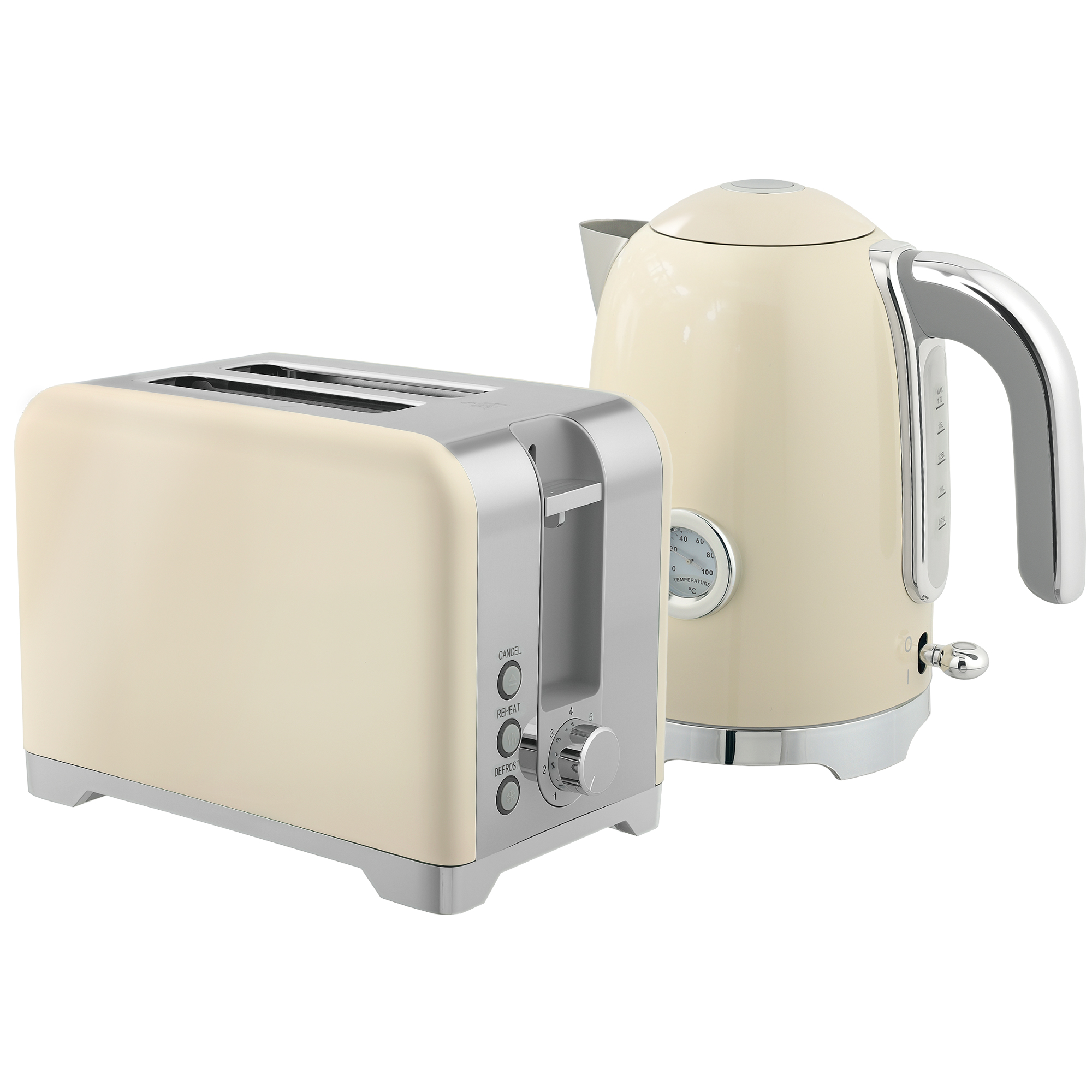 KERSDEN Toaster and Kettle Set Retro Style - Cream - Life Essentials