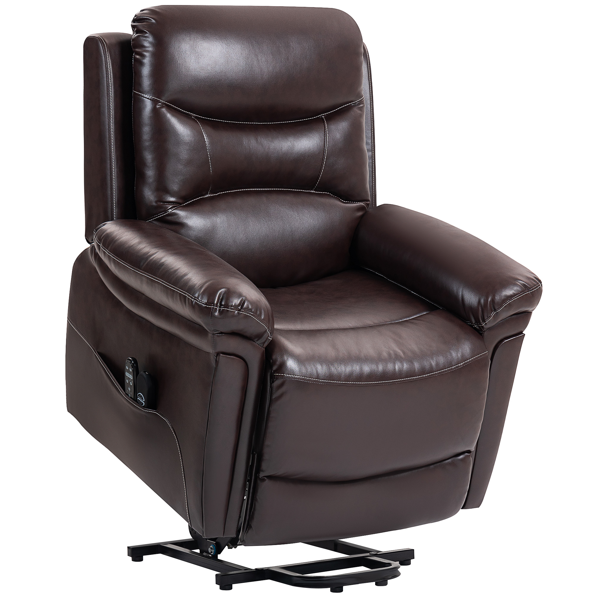 DALVER PU Leather Electric Power Lift Massage Recliner Armchair - Brown - Life Essentials