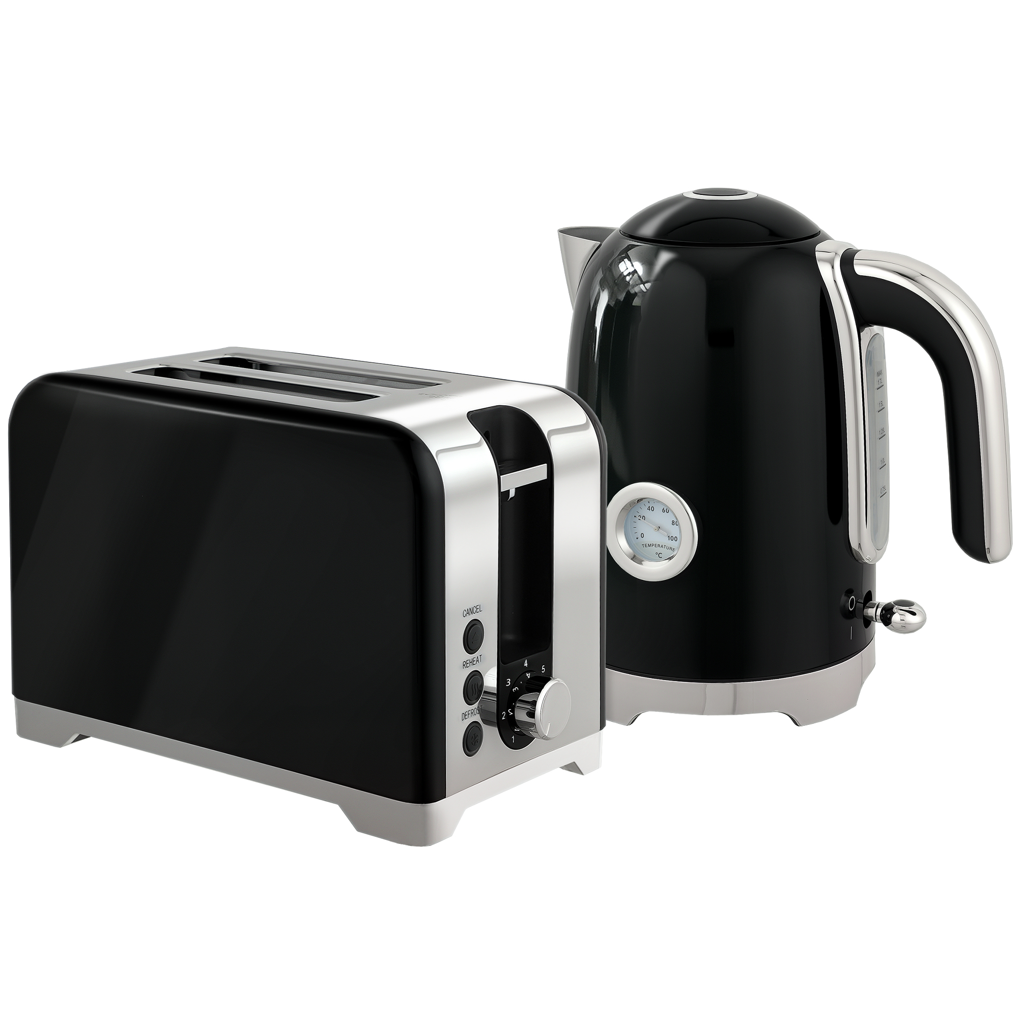 KERSDEN Kettle and Toaster Set Retro Style - Black - Life Essentials