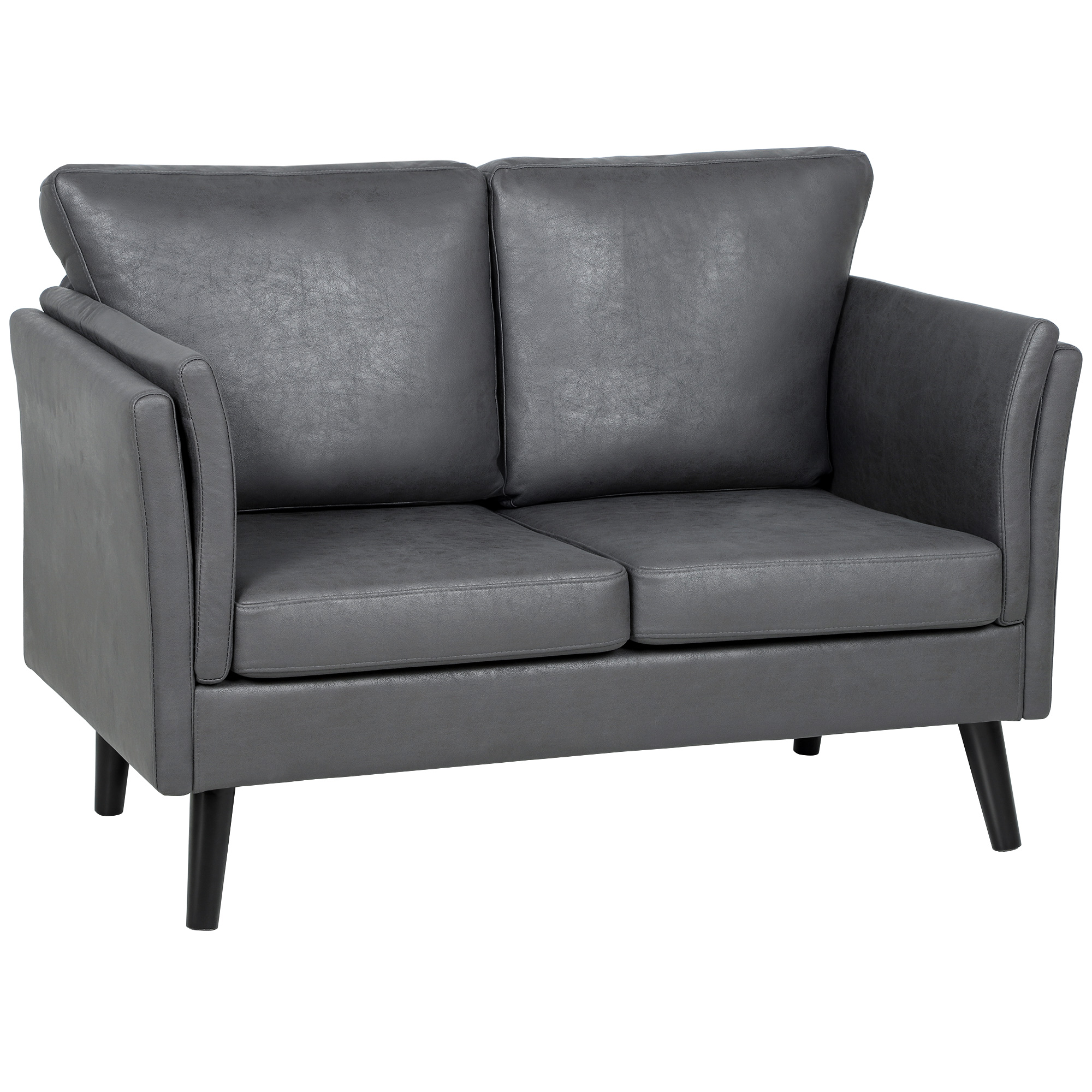 LAVRIC Leather 2 Seater Fullback Sofa - Grey - Life Essentials